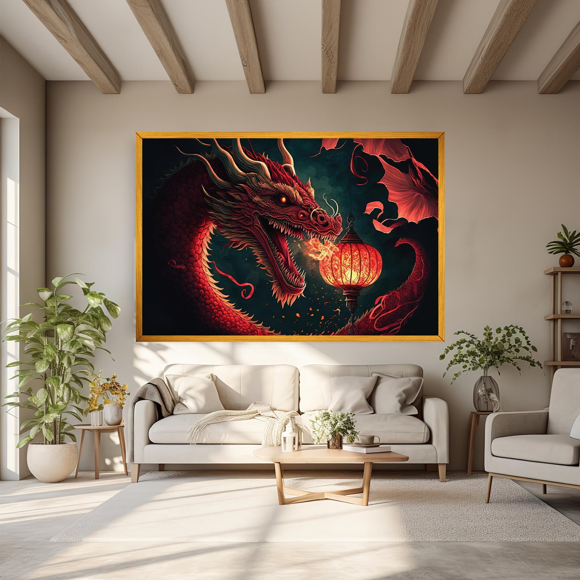 Картина на платно Red Fire Dragon mockup 6