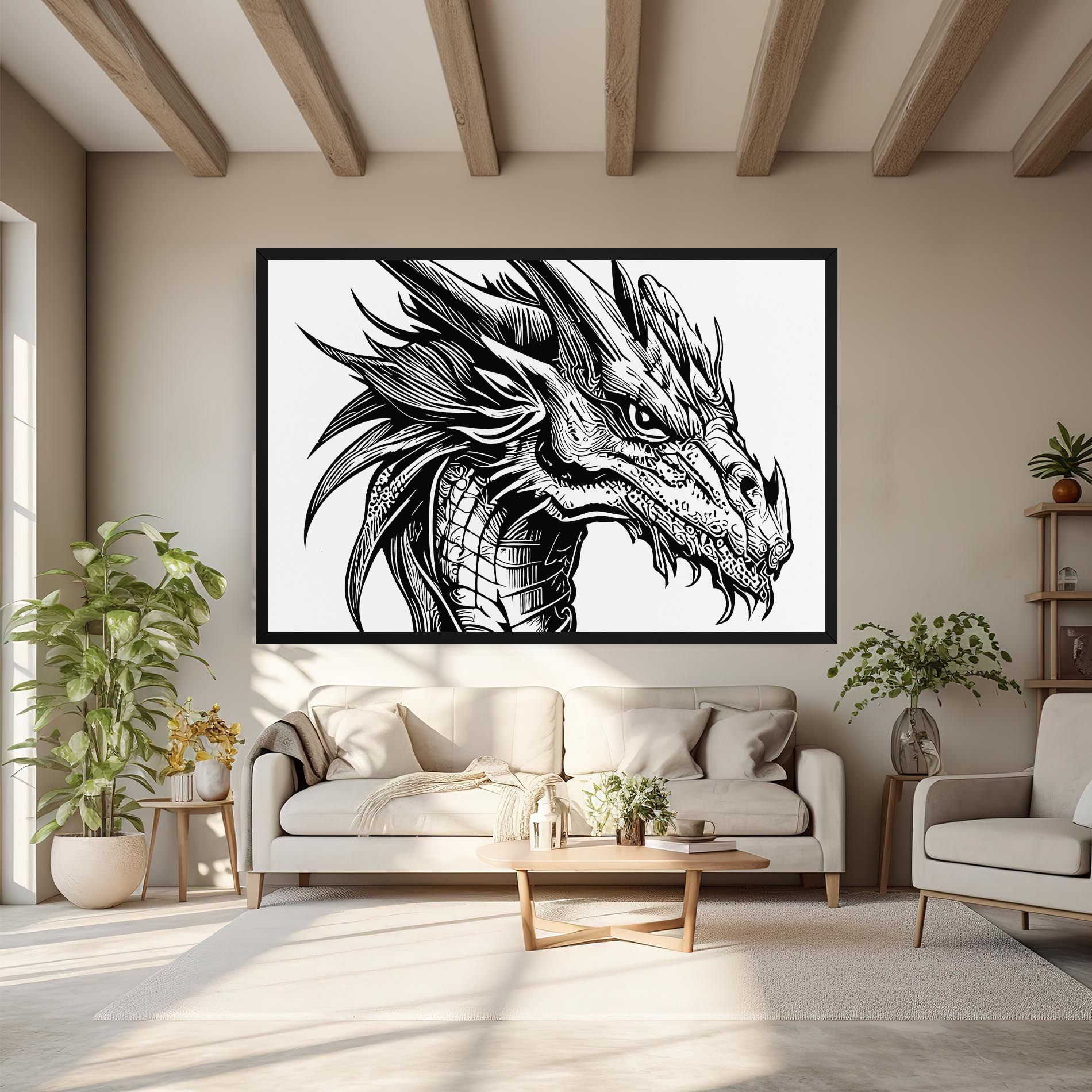 Black Line Dragon mockup 6