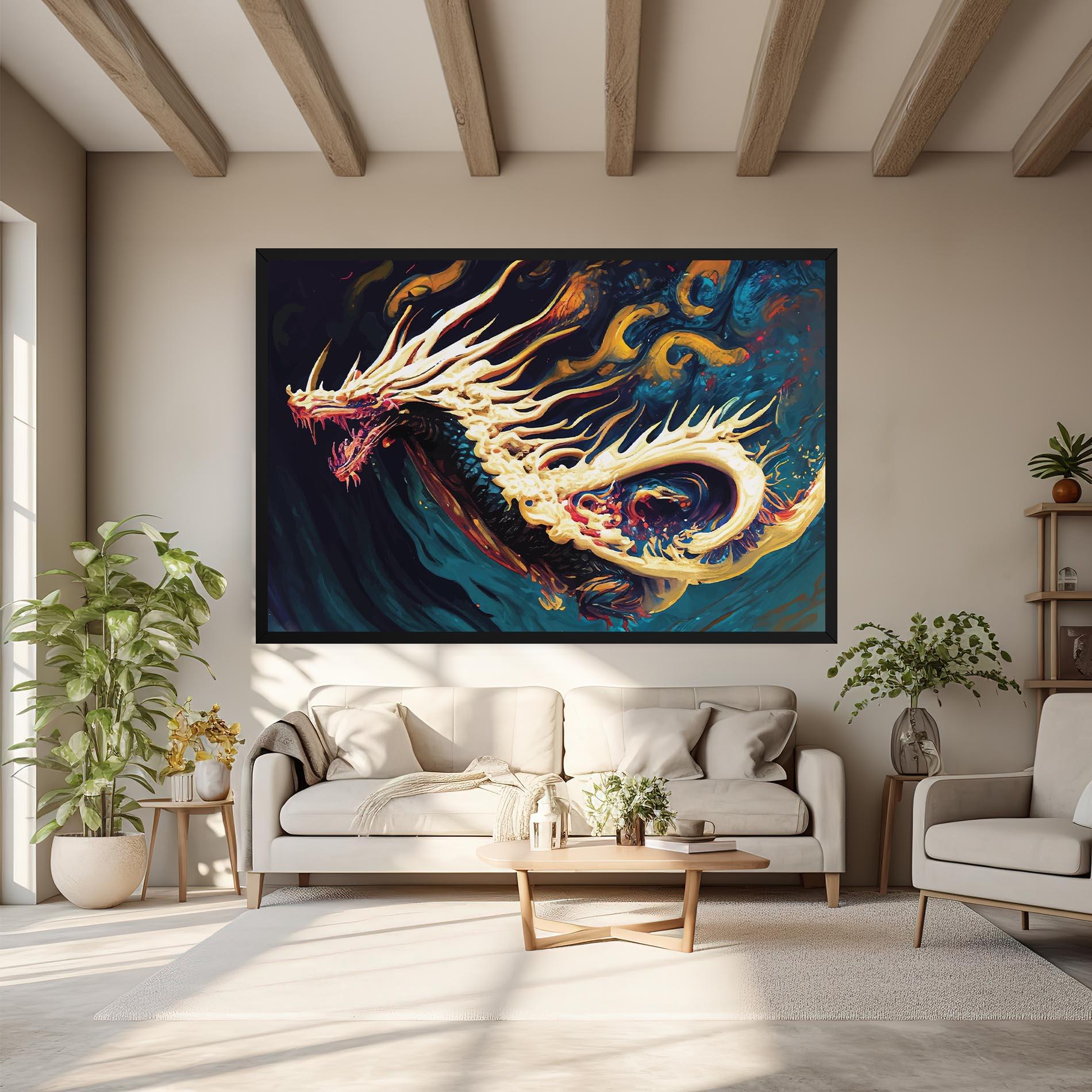 Картина на платно Flying Acrylic Dragon mockup 6