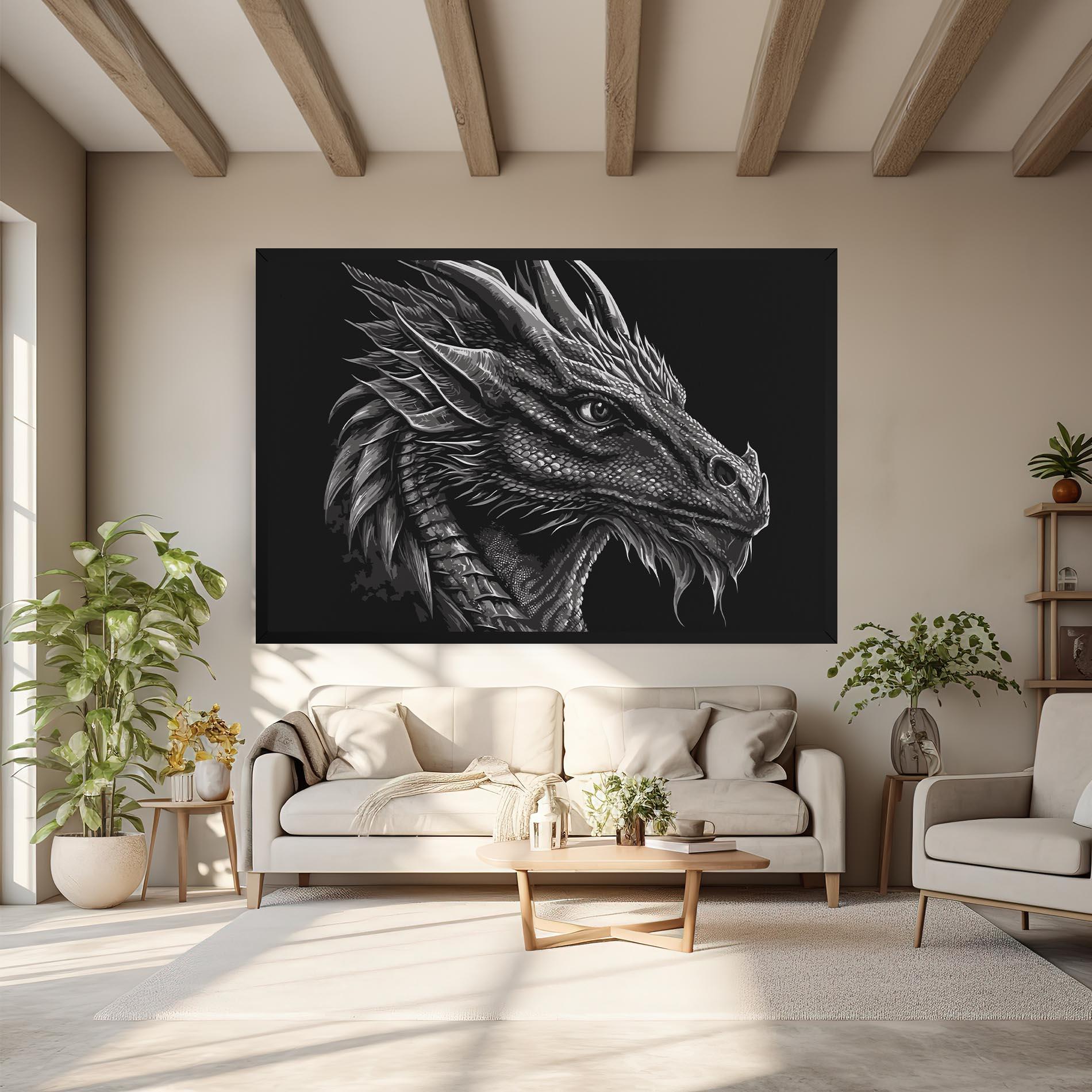Картина на платно Grey Dragon mockup 6
