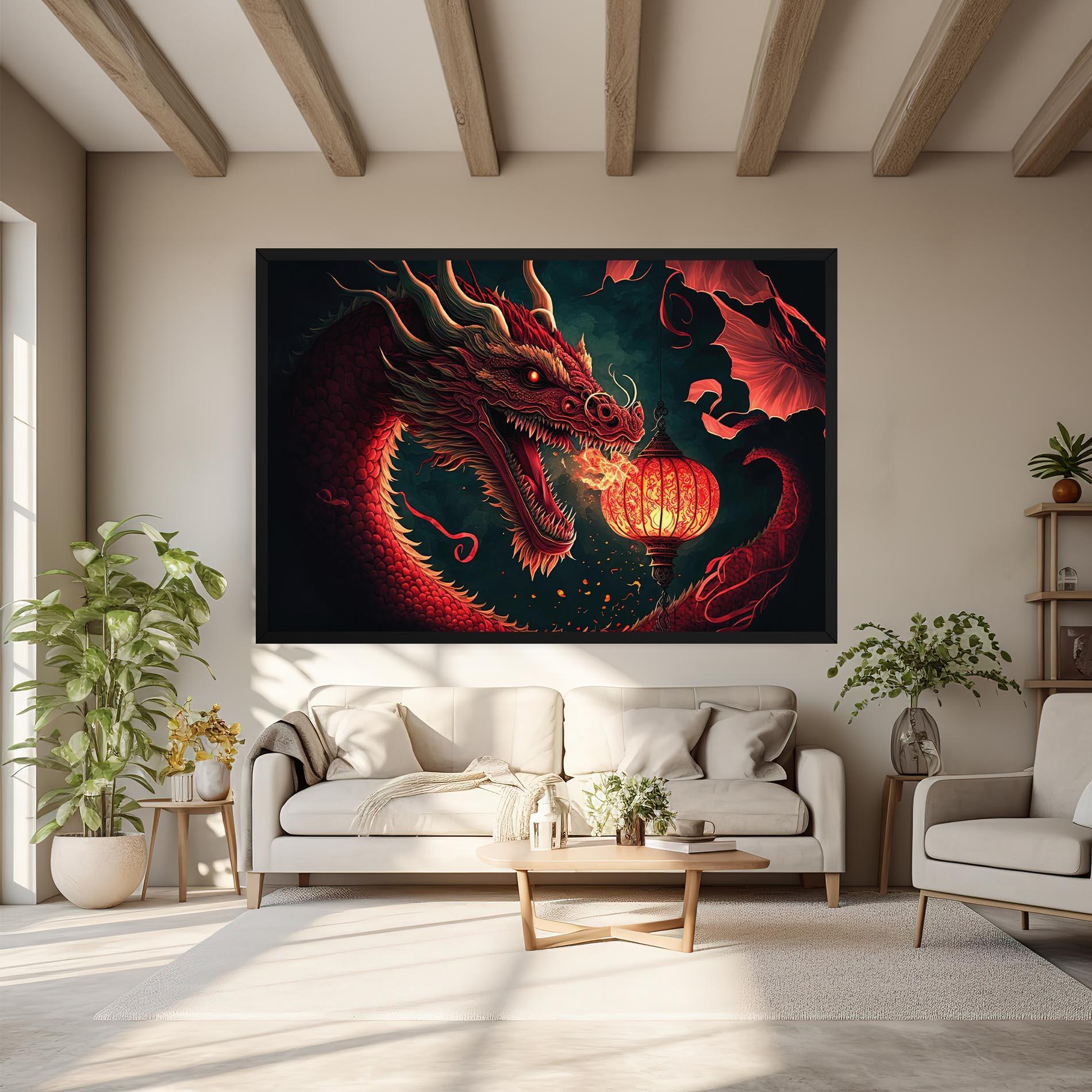 Картина на платно Red Fire Dragon mockup 6