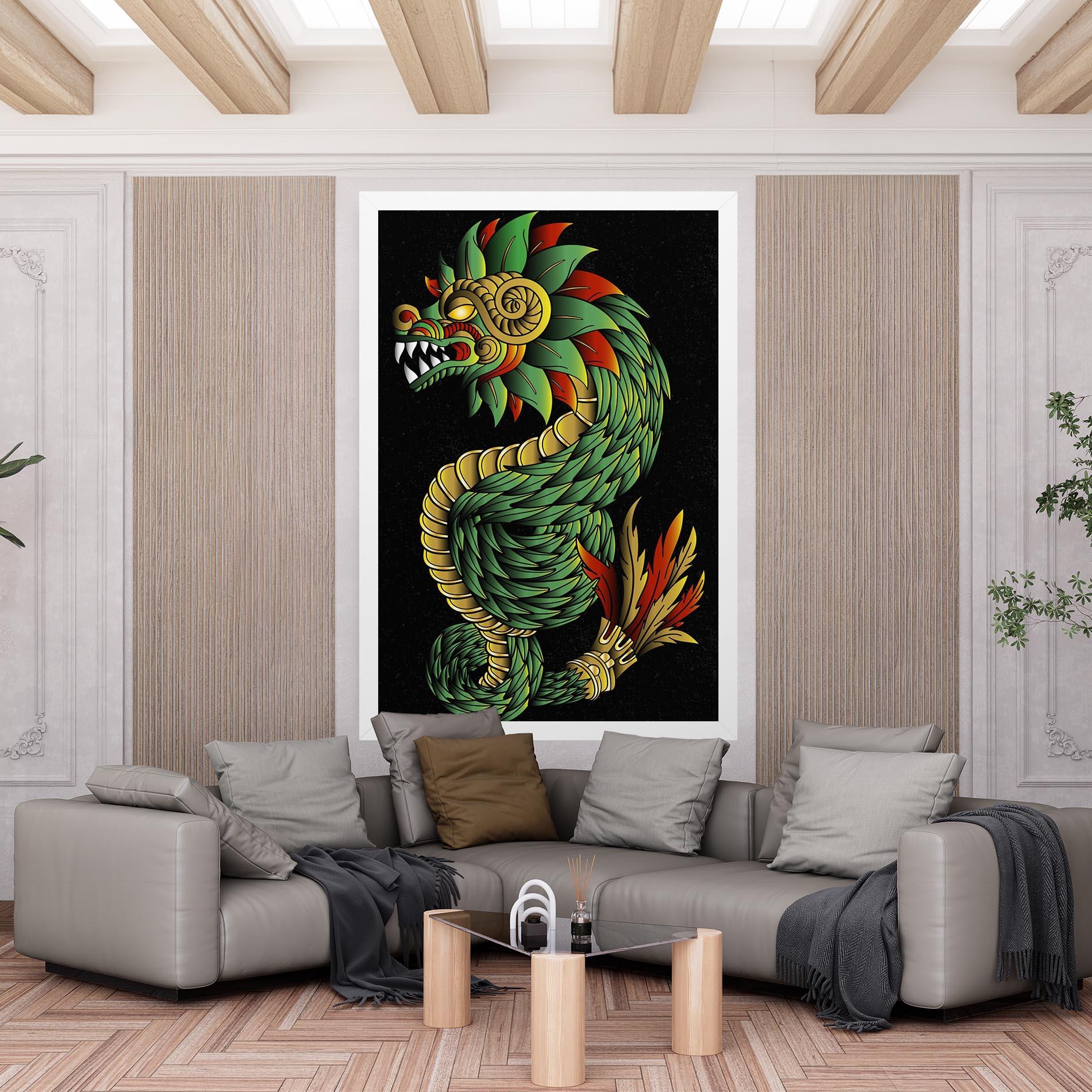Картина на платно Green Yellow Dragon mockup 6