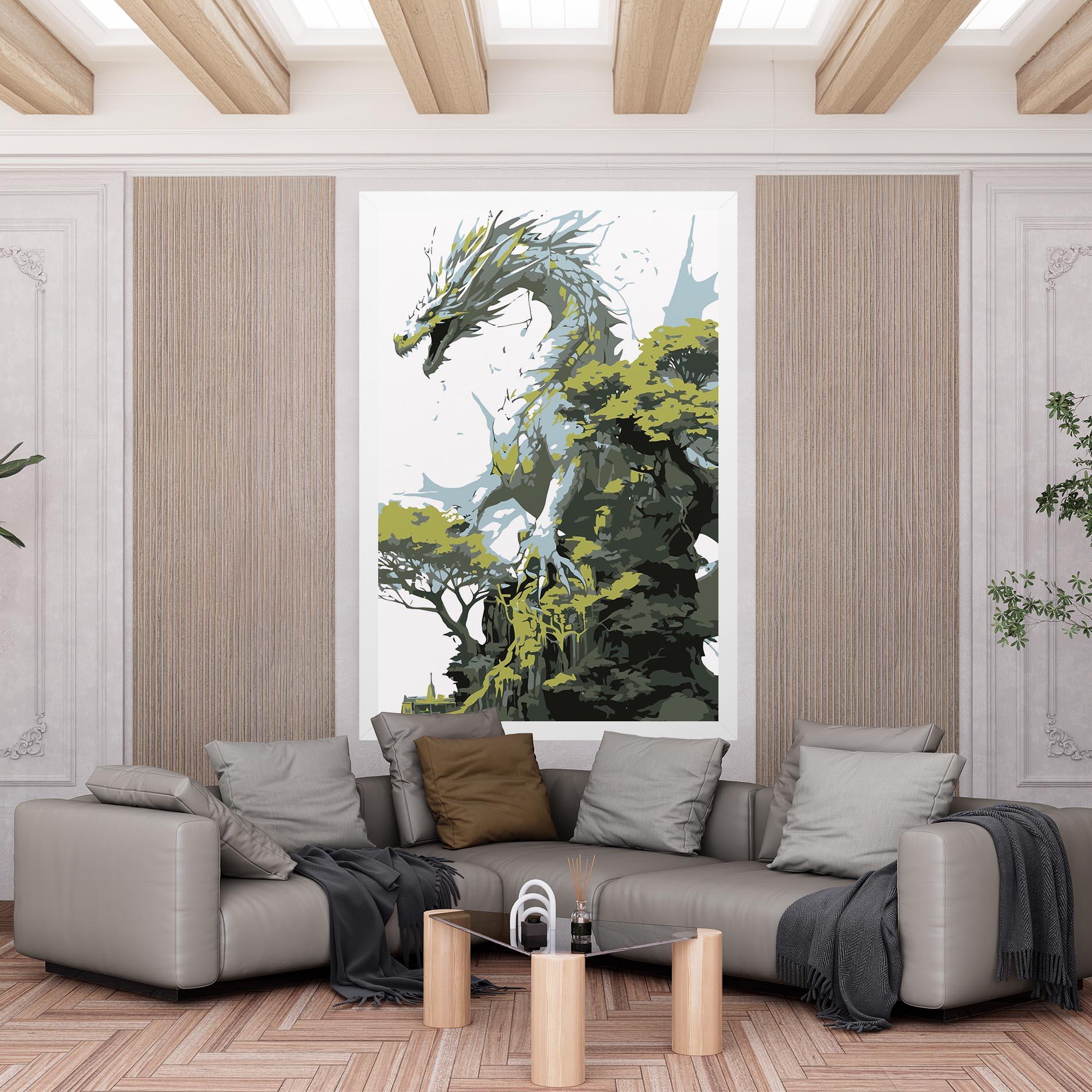 Картина на платно Grey Nature Dragon mockup 6
