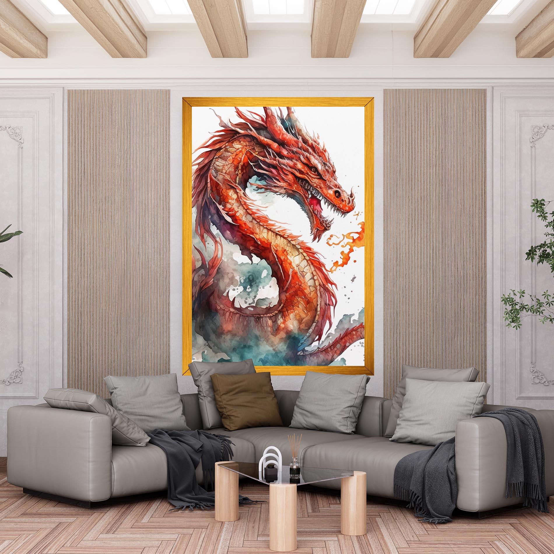 Картина на платно Fire Dragon mockup 6