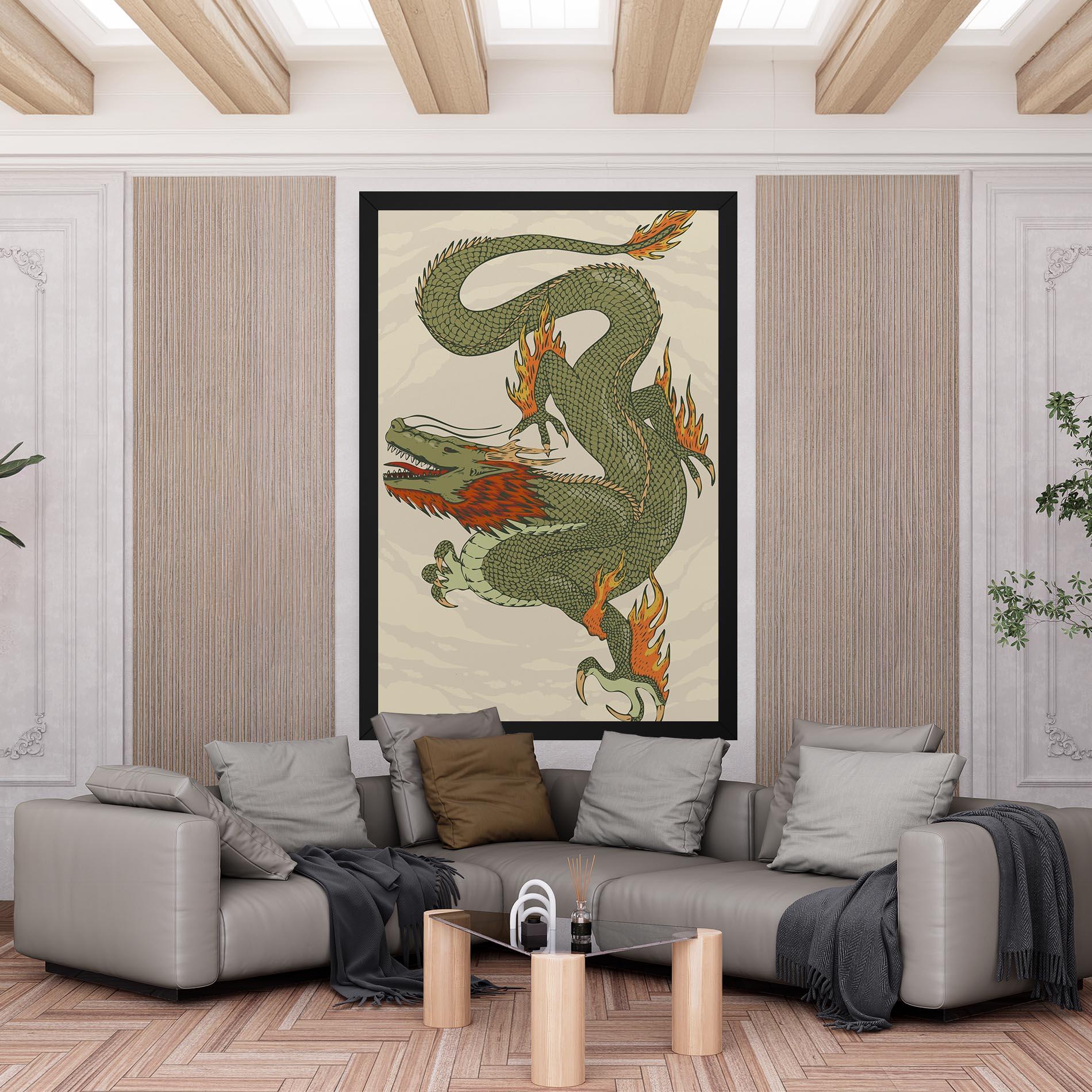 Картина на платно Chinese Dragon Green mockup 6