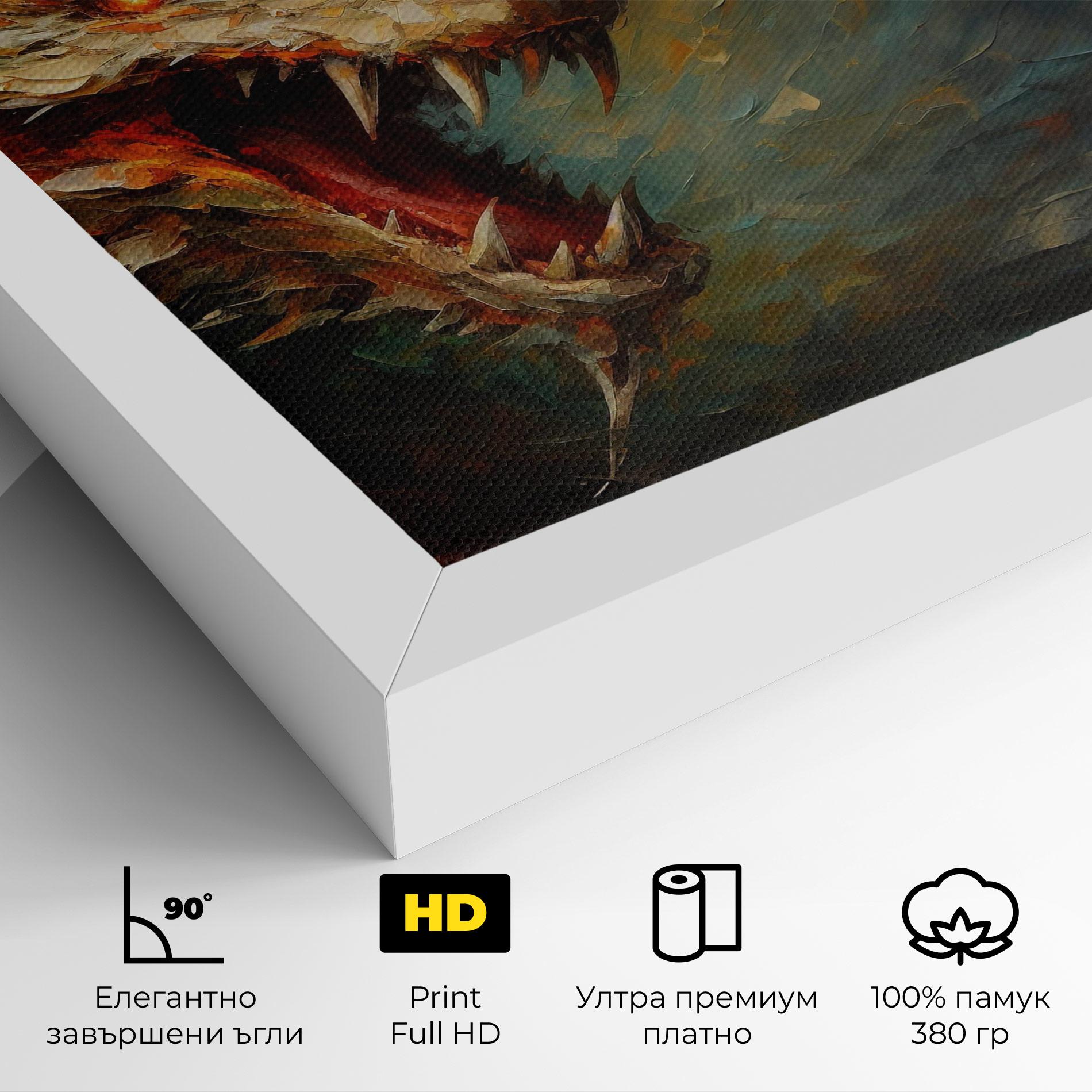 Картина на платно Angry Dragon Painting mockup 4