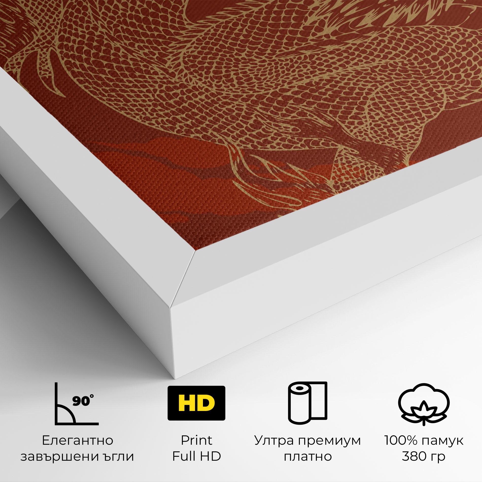 Картина на платно Chinese Dragon Red mockup 4