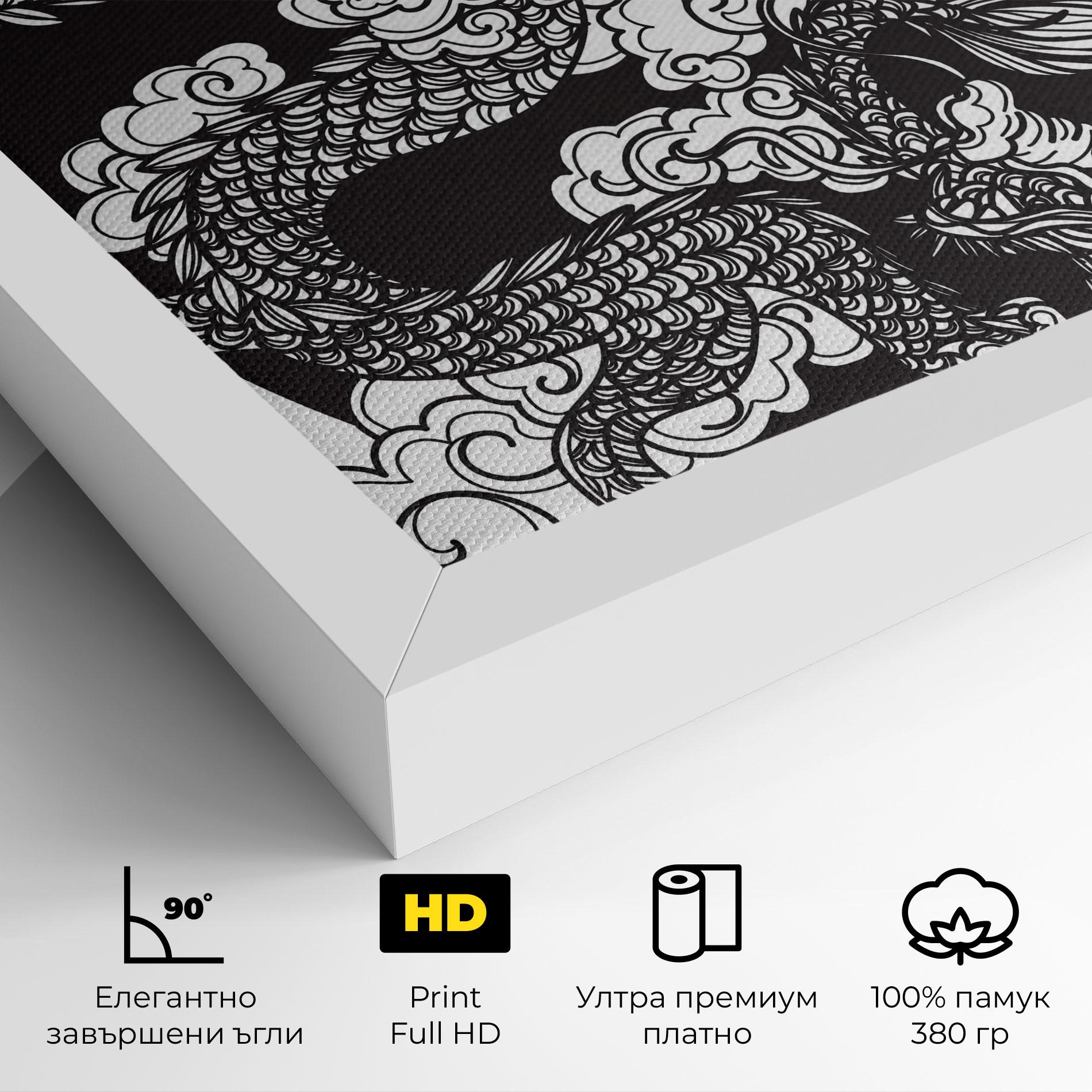 Картина на платно Grey Moon Dragon mockup 4