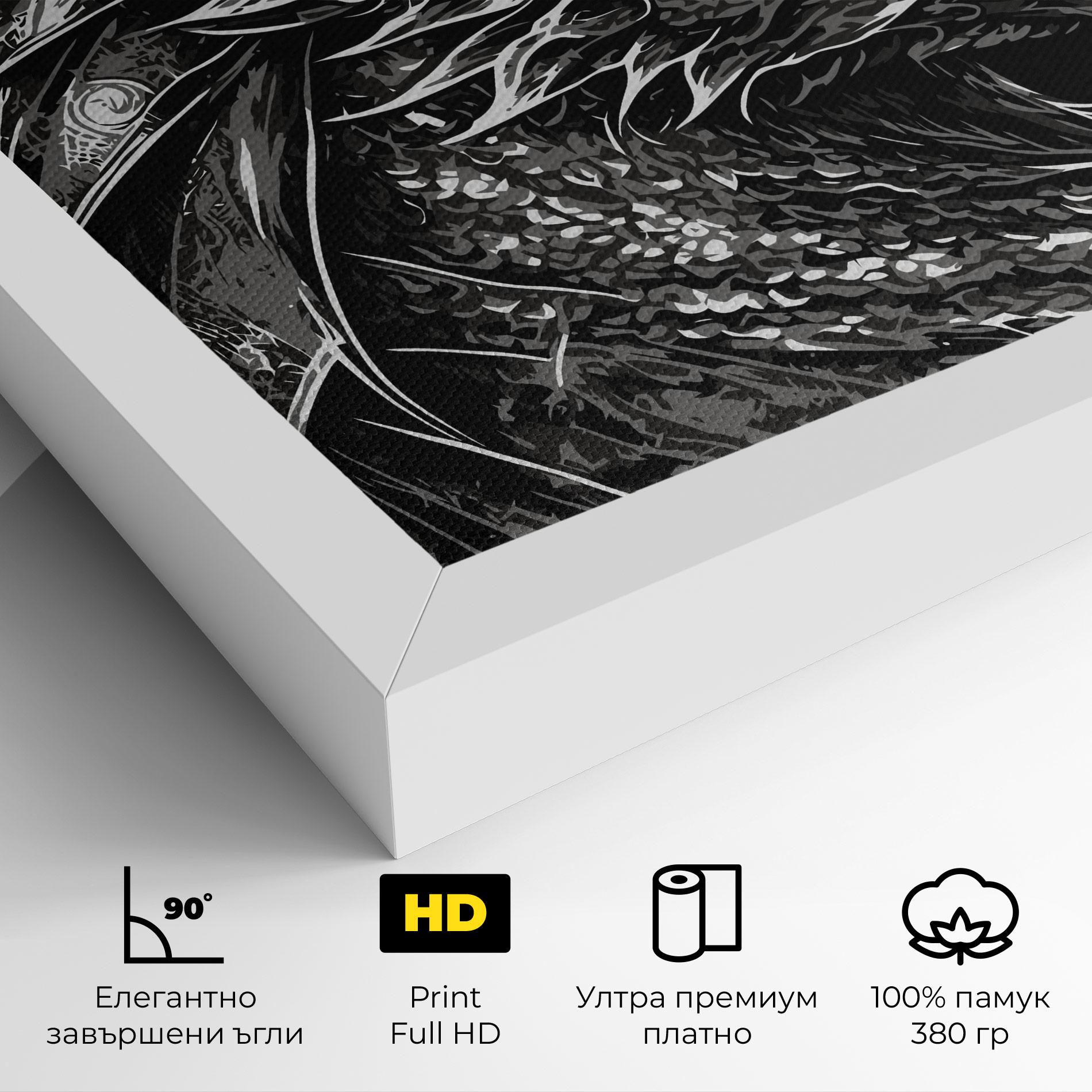 Картина на платно Grey White Dragon mockup 4