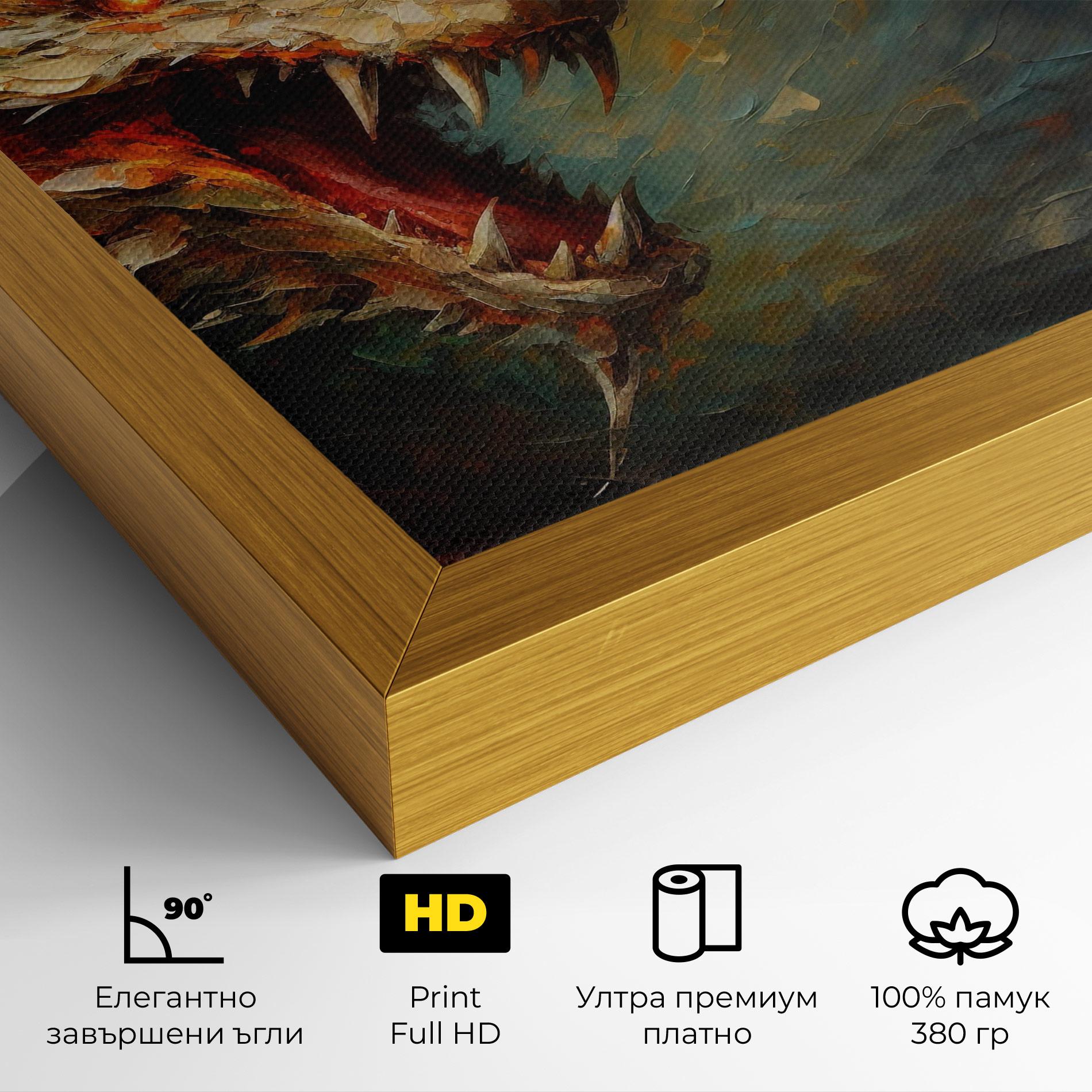 Картина на платно Angry Dragon Painting mockup 4