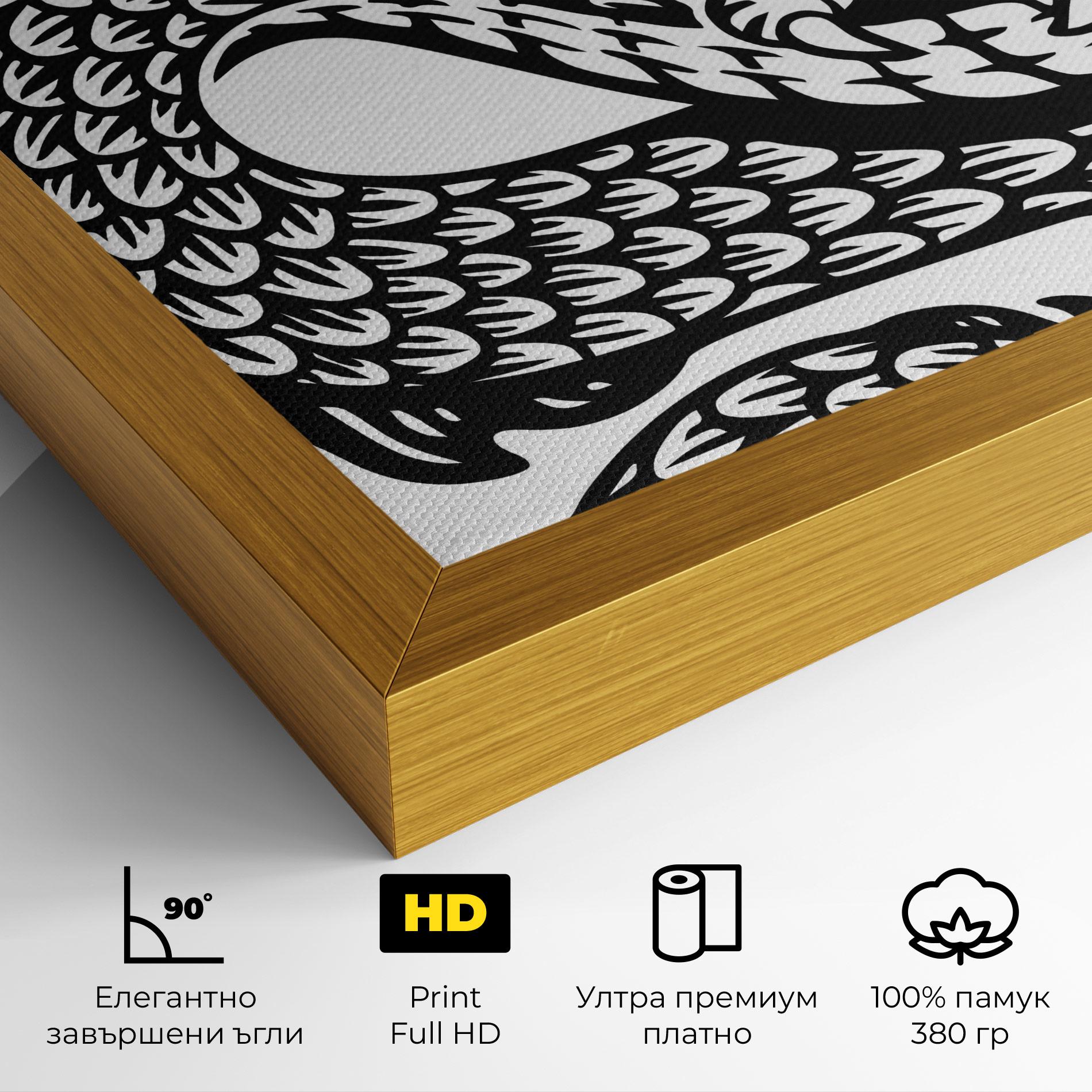 Картина на платно Dragon Black Line mockup 4