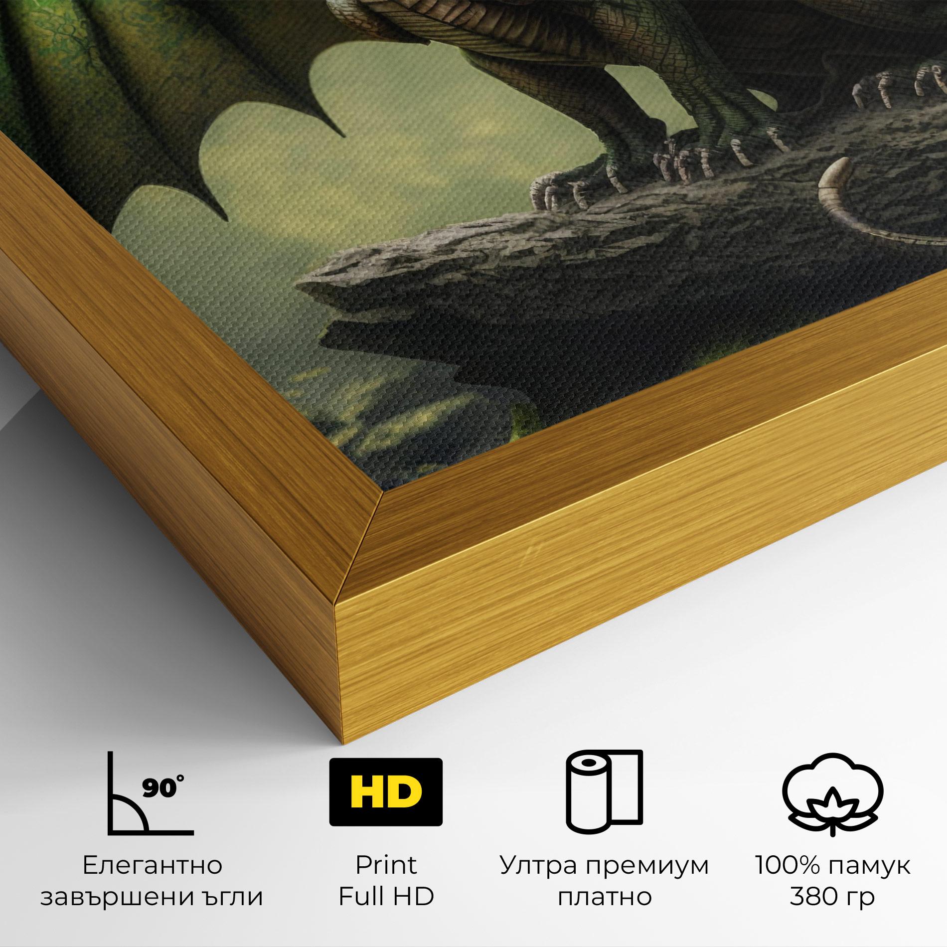 Картина на платно Green Dragon mockup 4