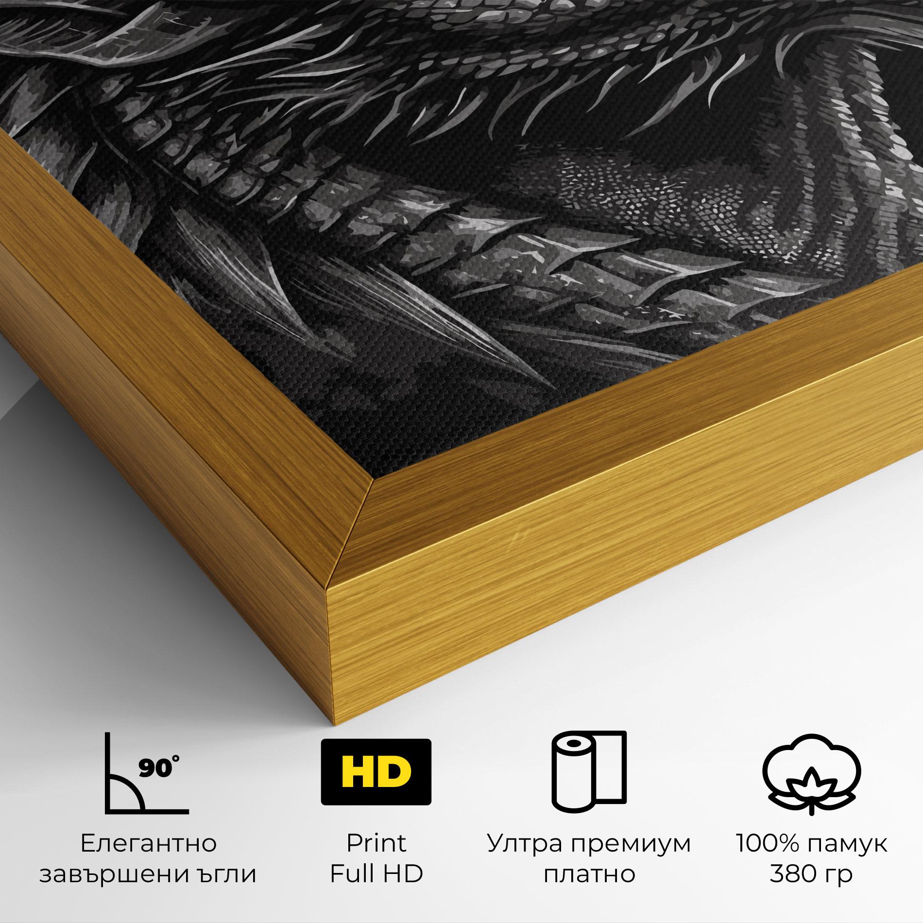 Картина на платно Grey Dragon mockup 4