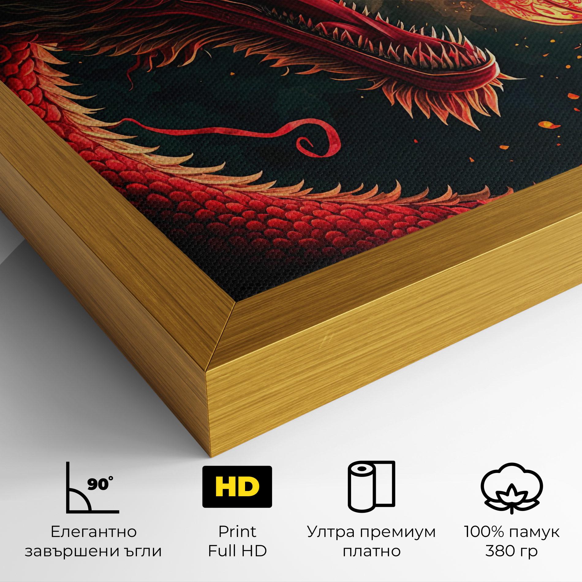 Картина на платно Red Fire Dragon mockup 4