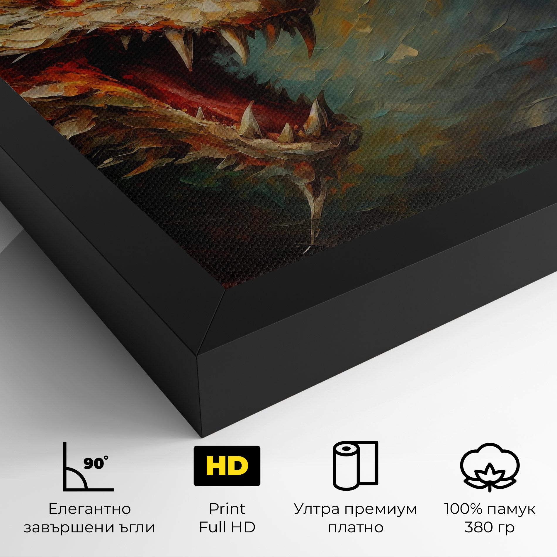 Картина на платно Angry Dragon Painting mockup 4