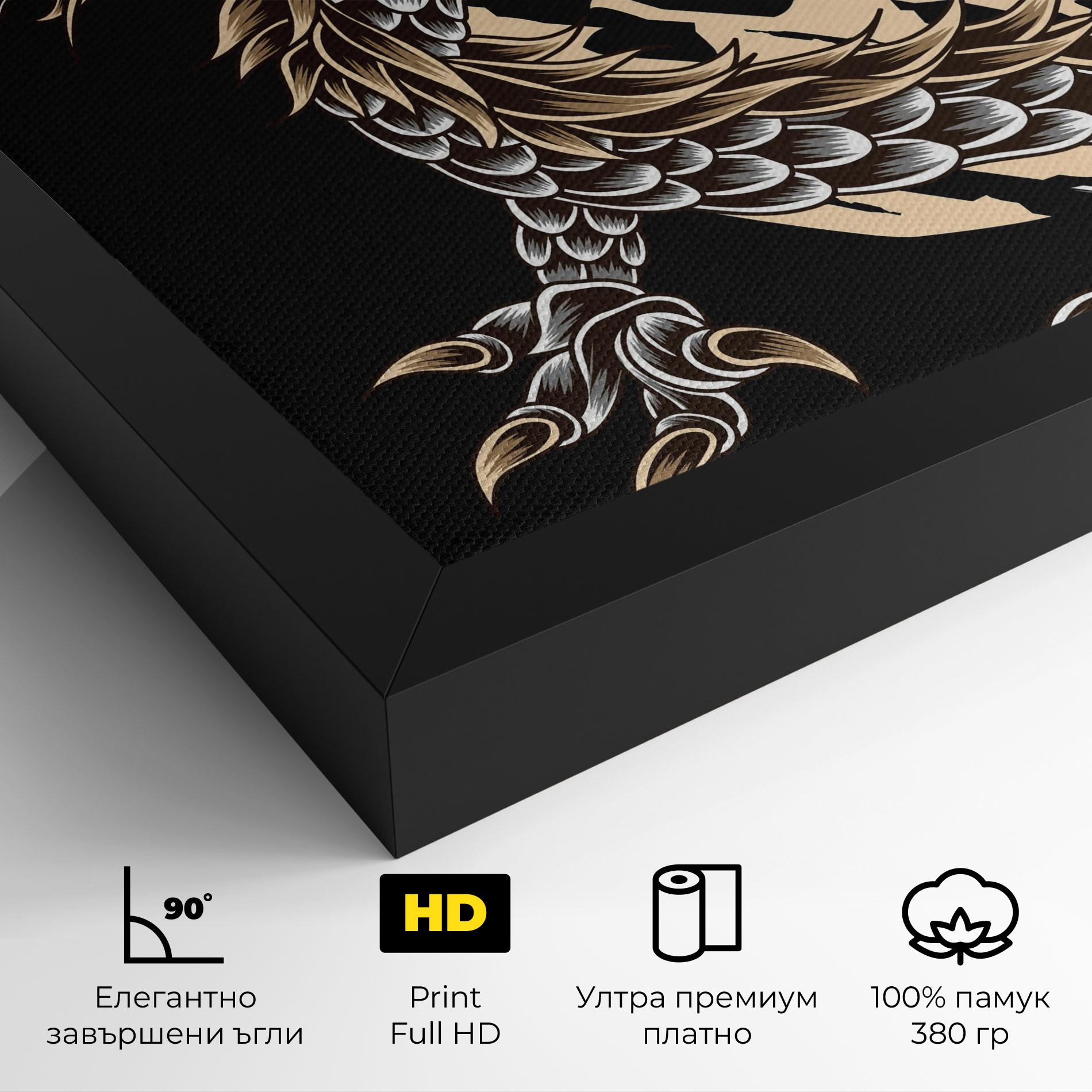 Картина на платно Cream Moon Dragon mockup 4