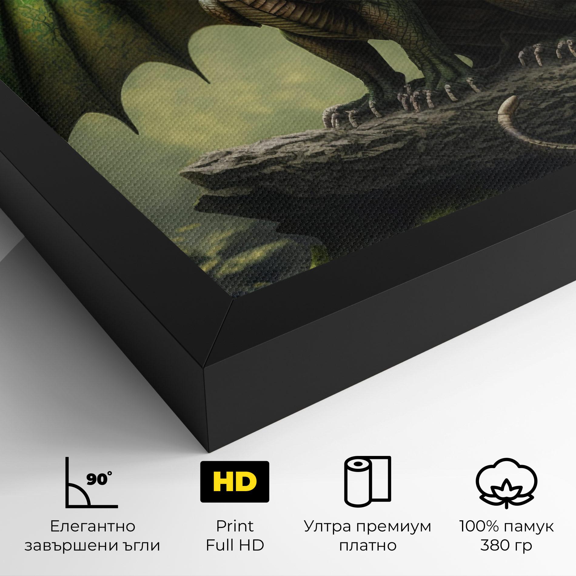 Картина на платно Green Dragon mockup 4