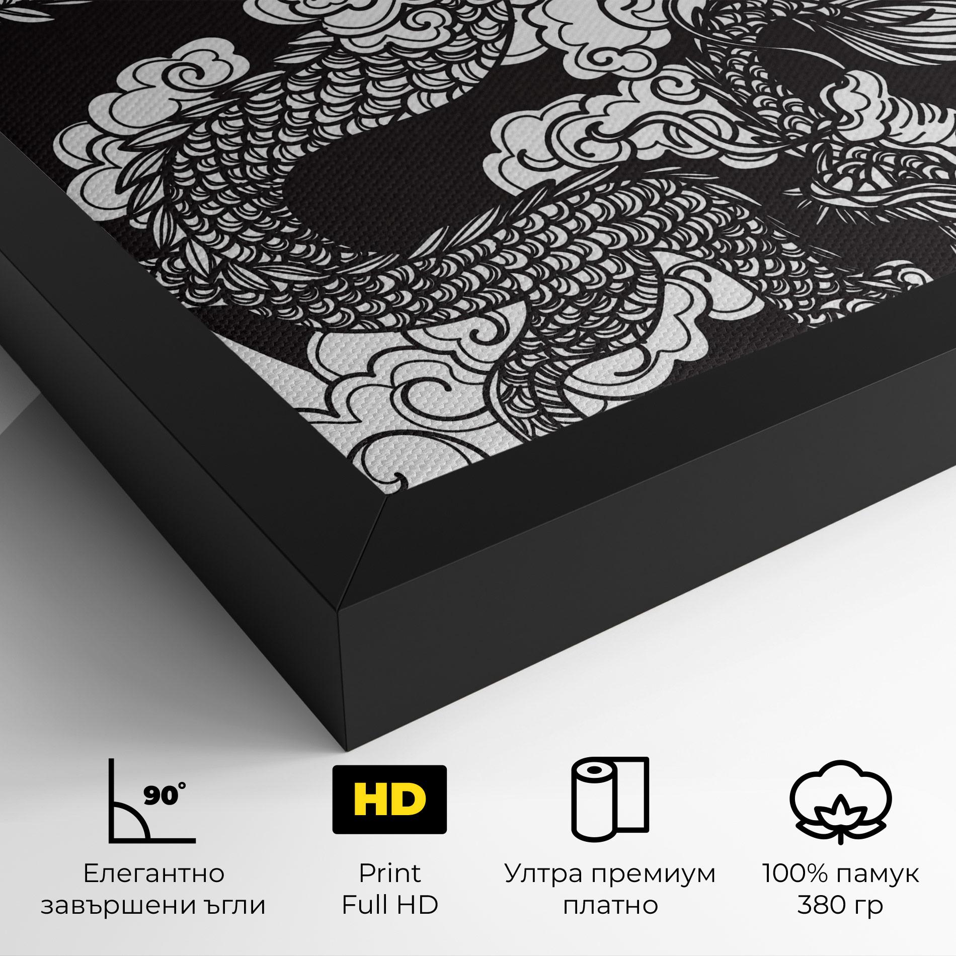 Картина на платно Grey Moon Dragon mockup 4