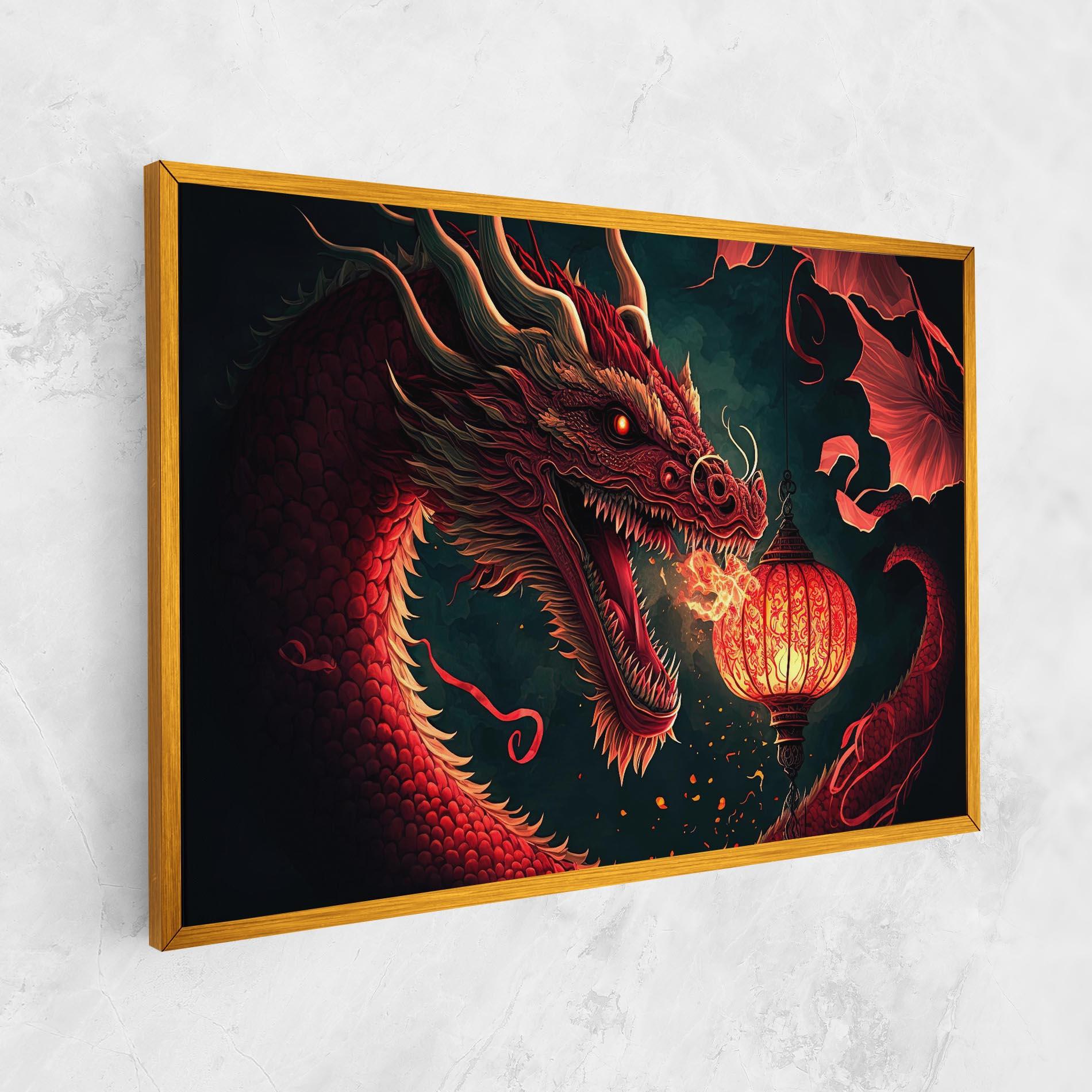 Картина на платно Red Fire Dragon mockup 1