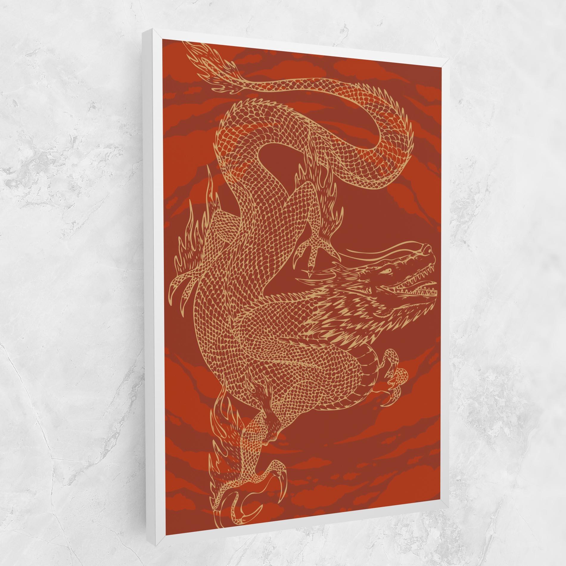 Картина на платно Chinese Dragon Red mockup 1