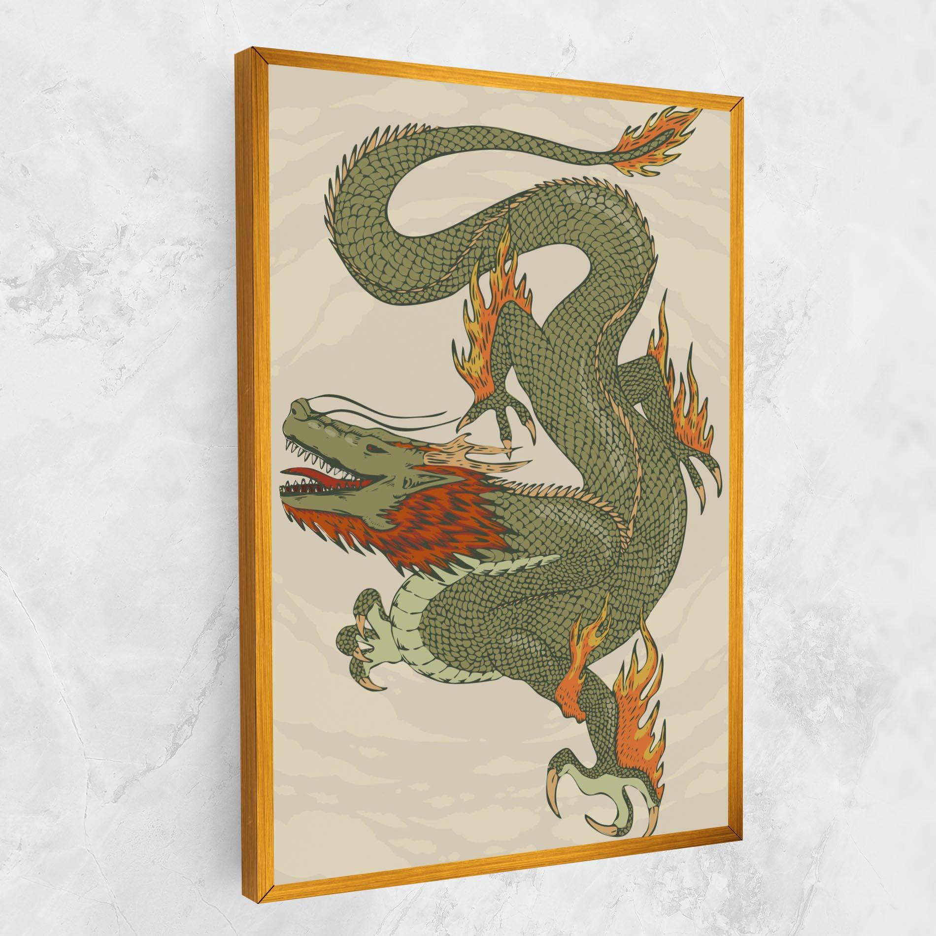 Картина на платно Chinese Dragon Green mockup 1