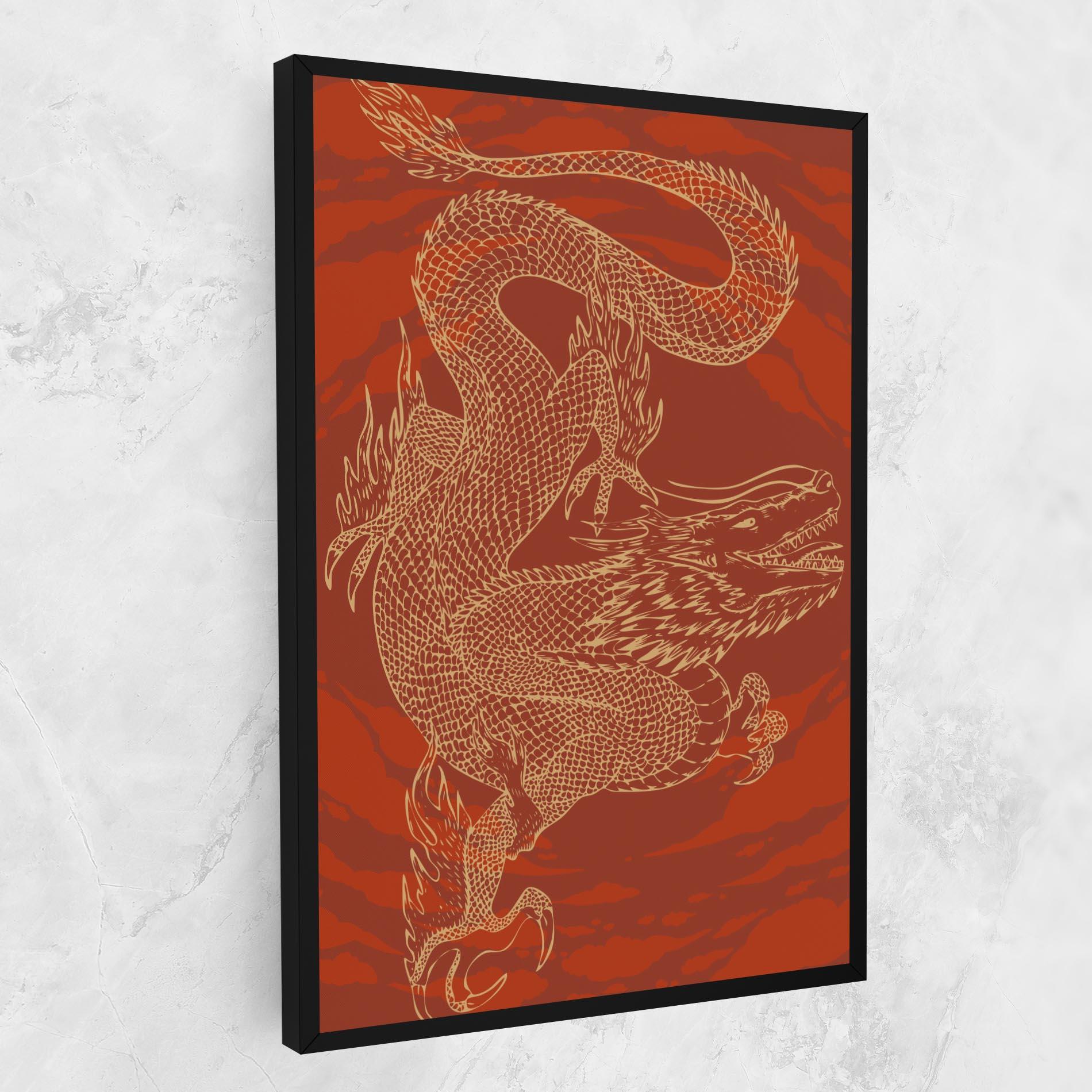 Картина на платно Chinese Dragon Red mockup 1