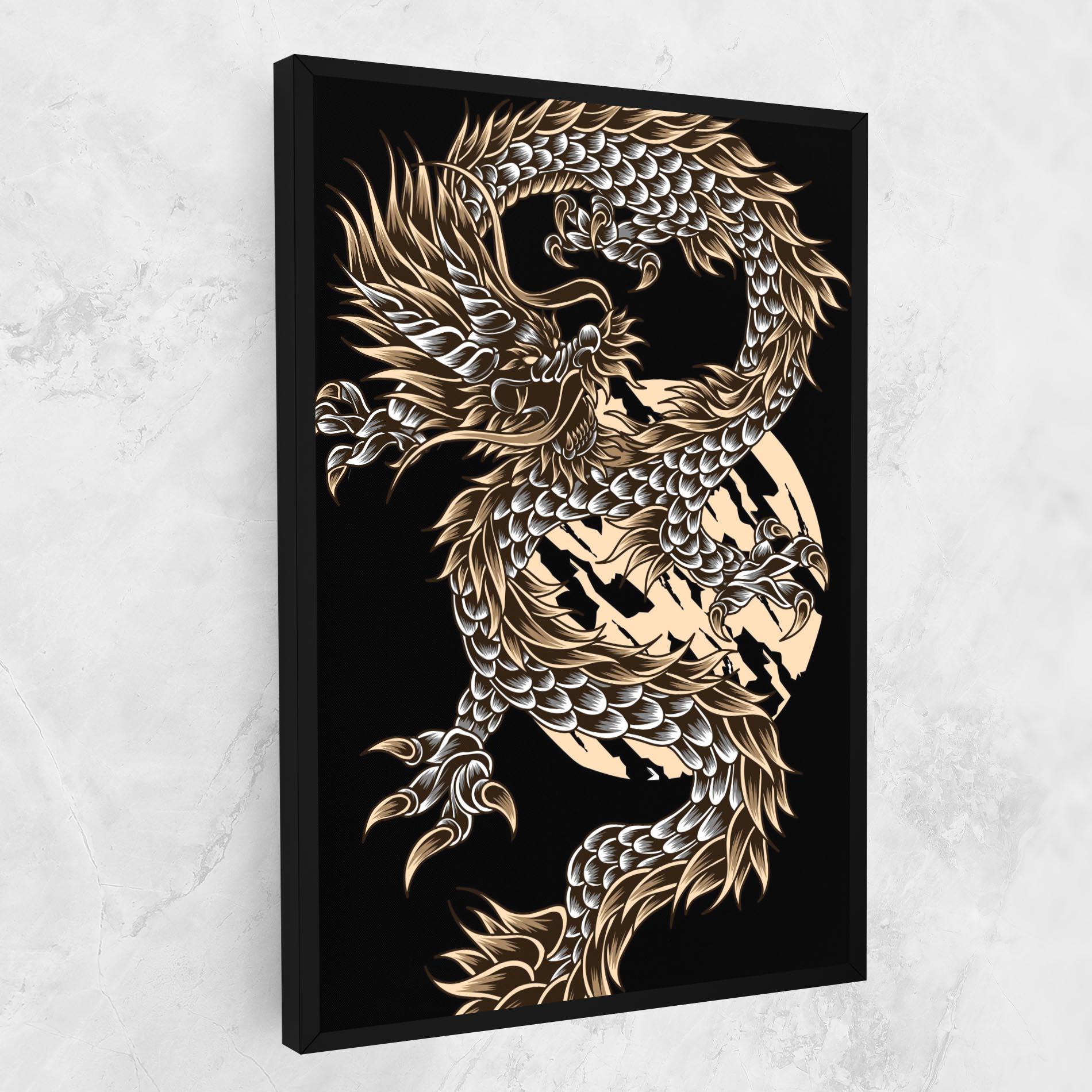 Картина на платно Cream Moon Dragon mockup 1