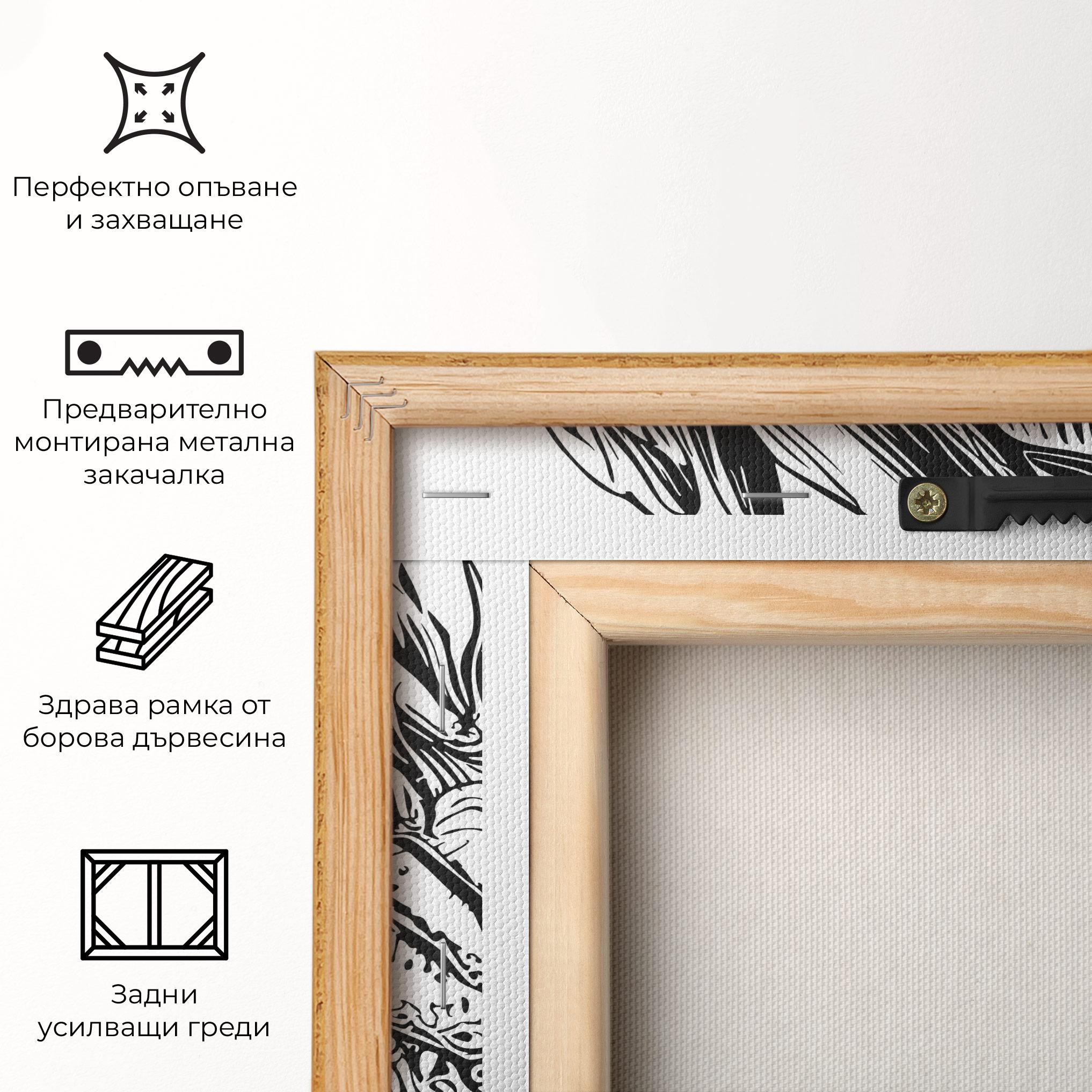 Картина на платно Black Line Dragon mockup 5