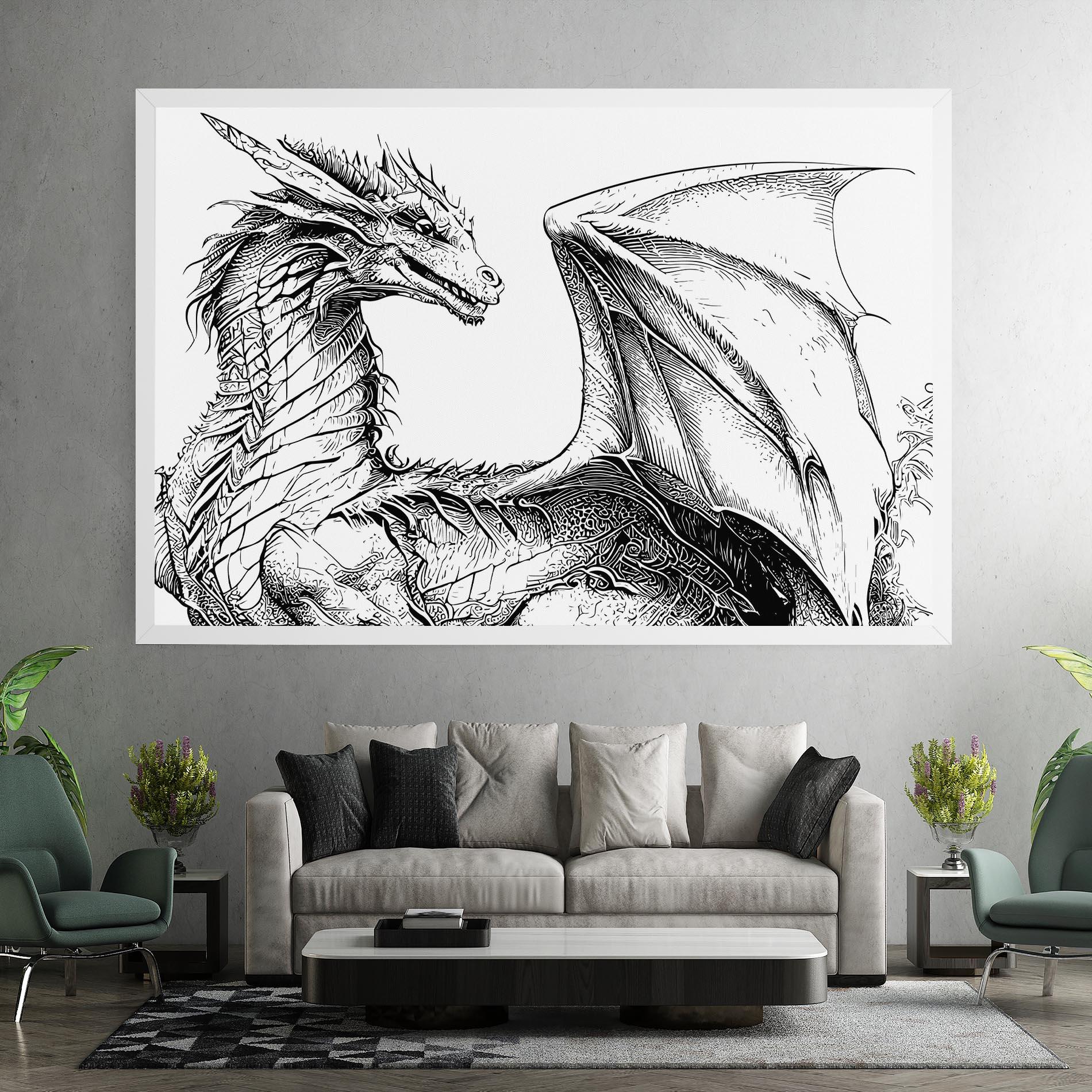Картина на платно Dragon Sketch mockup 7