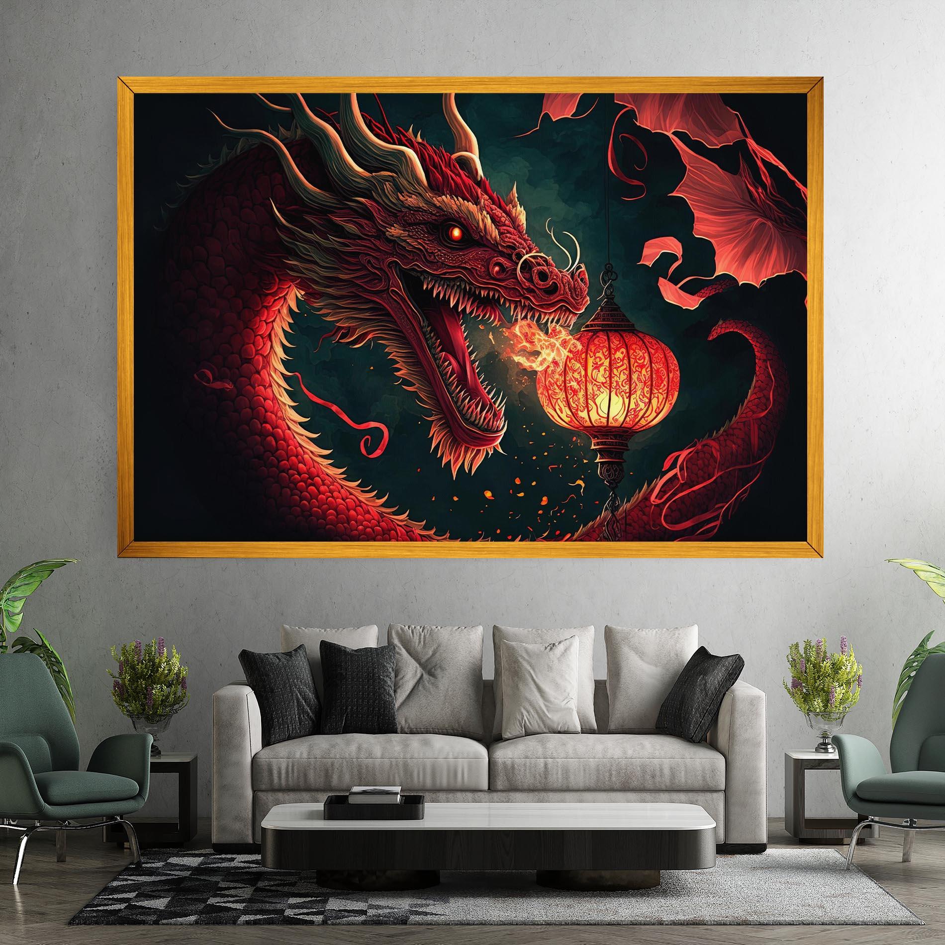 Картина на платно Red Fire Dragon mockup 7