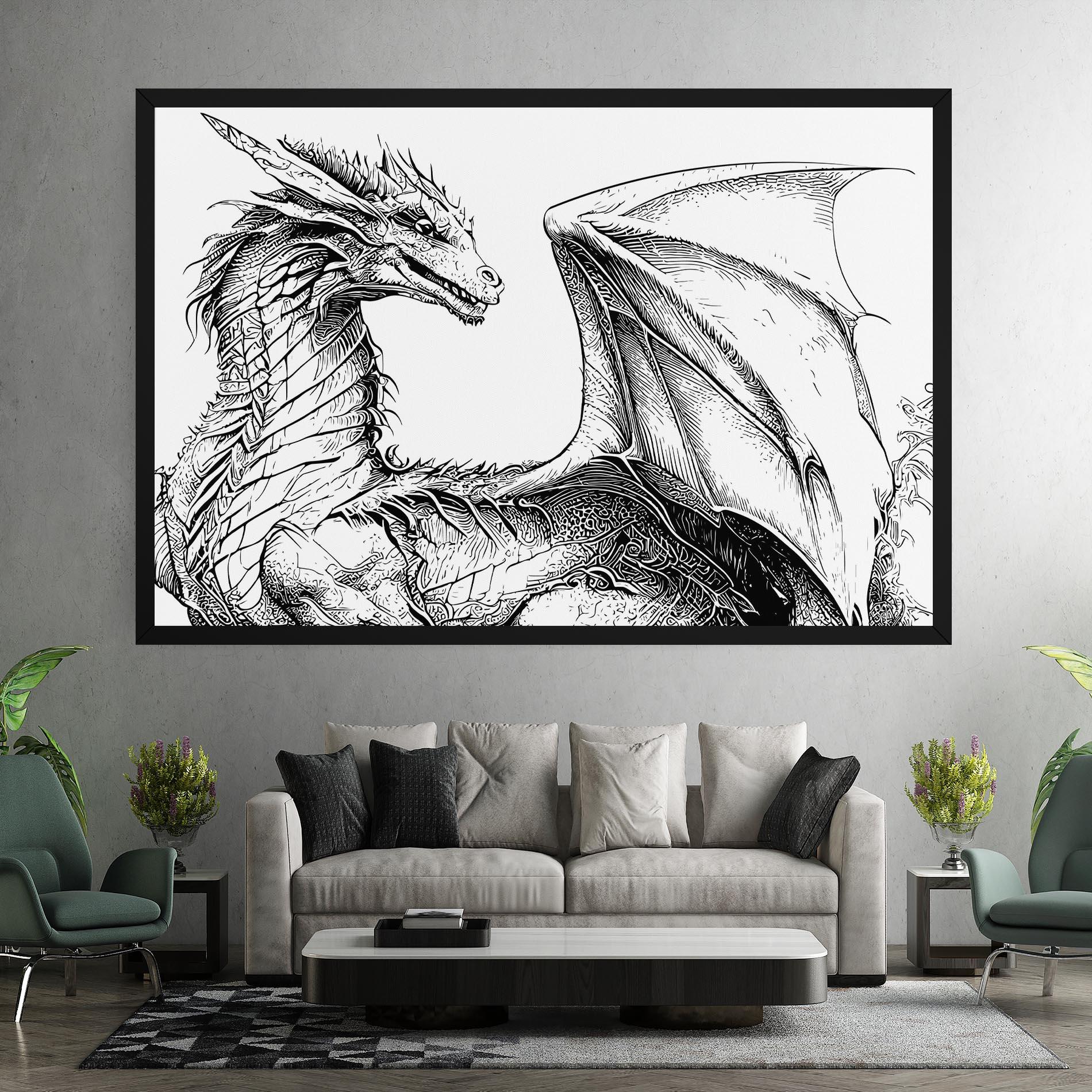 Картина на платно Dragon Sketch mockup 7