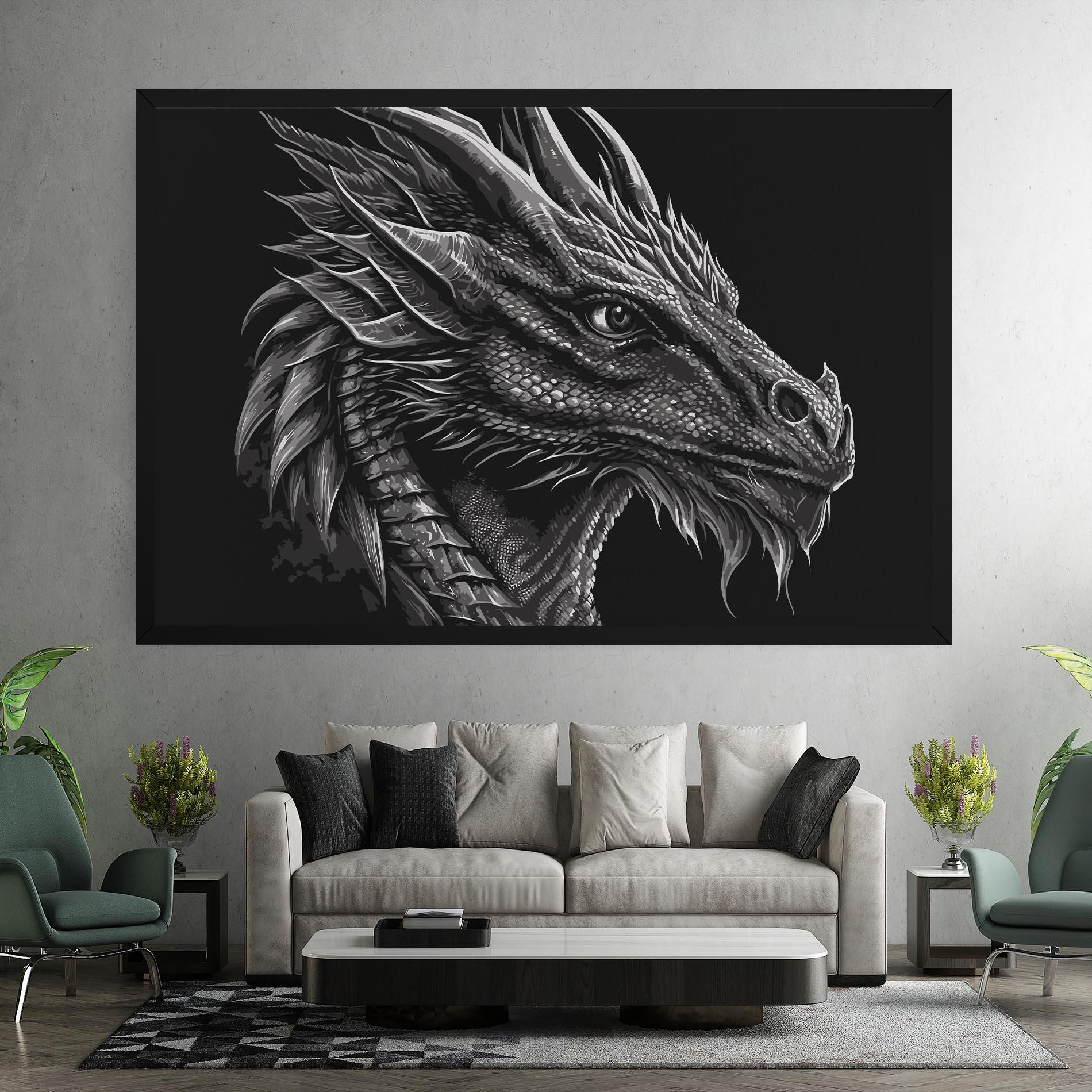 Картина на платно Grey Dragon mockup 7