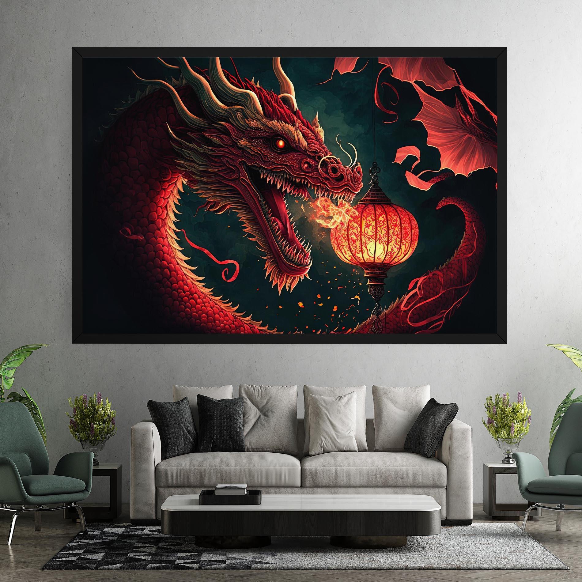 Картина на платно Red Fire Dragon mockup 7