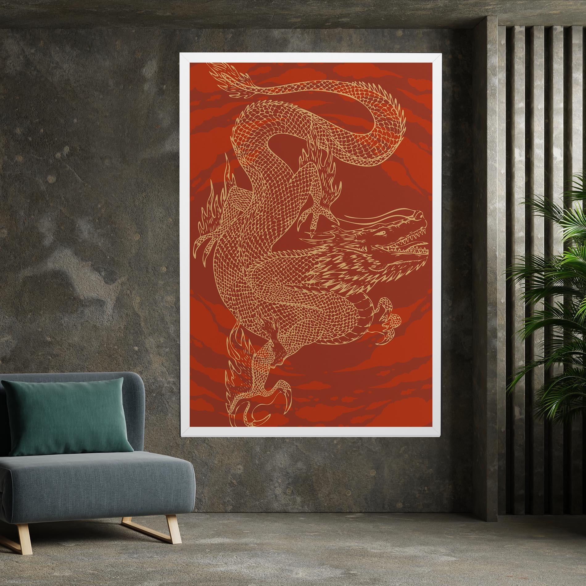 Картина на платно Chinese Dragon Red mockup 7