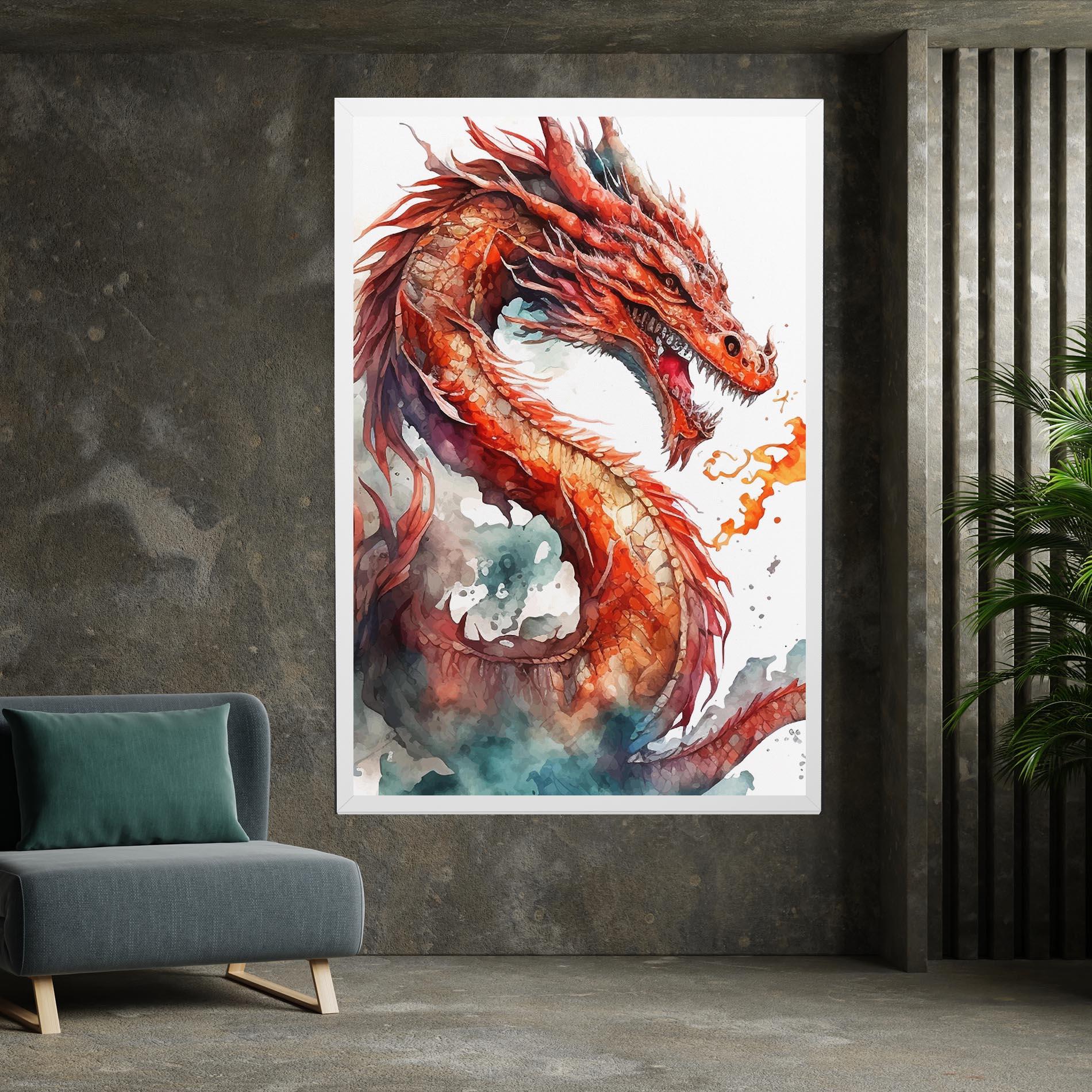 Картина на платно Fire Dragon mockup 7