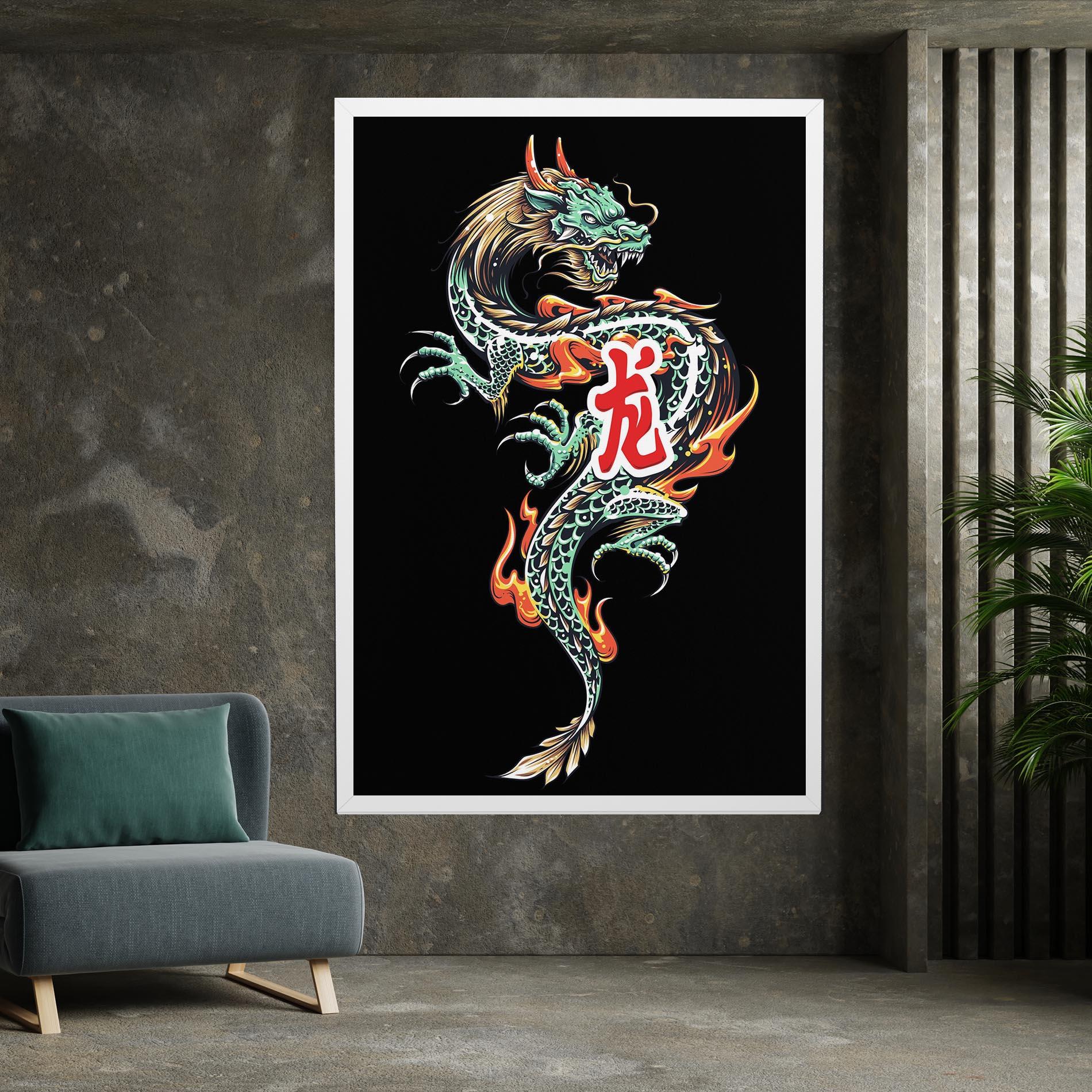 Картина на платно Green Fire Dragon mockup 7