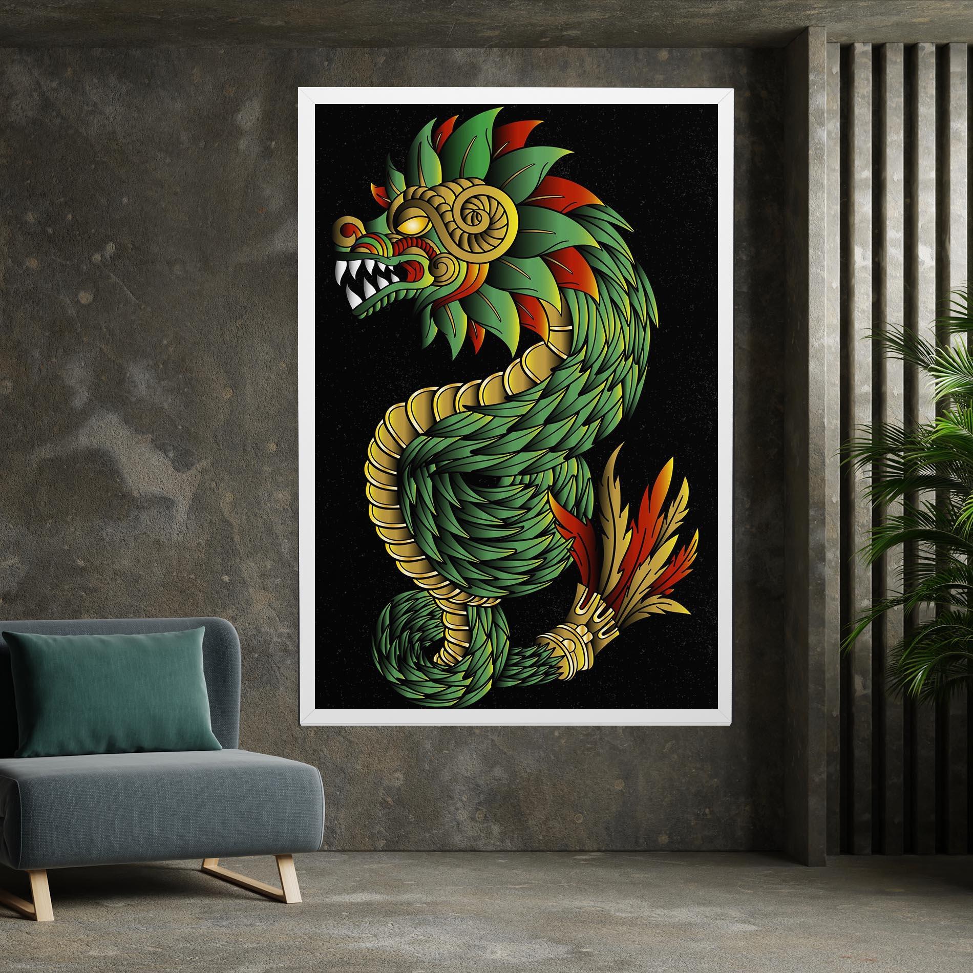 Картина на платно Green Yellow Dragon mockup 7