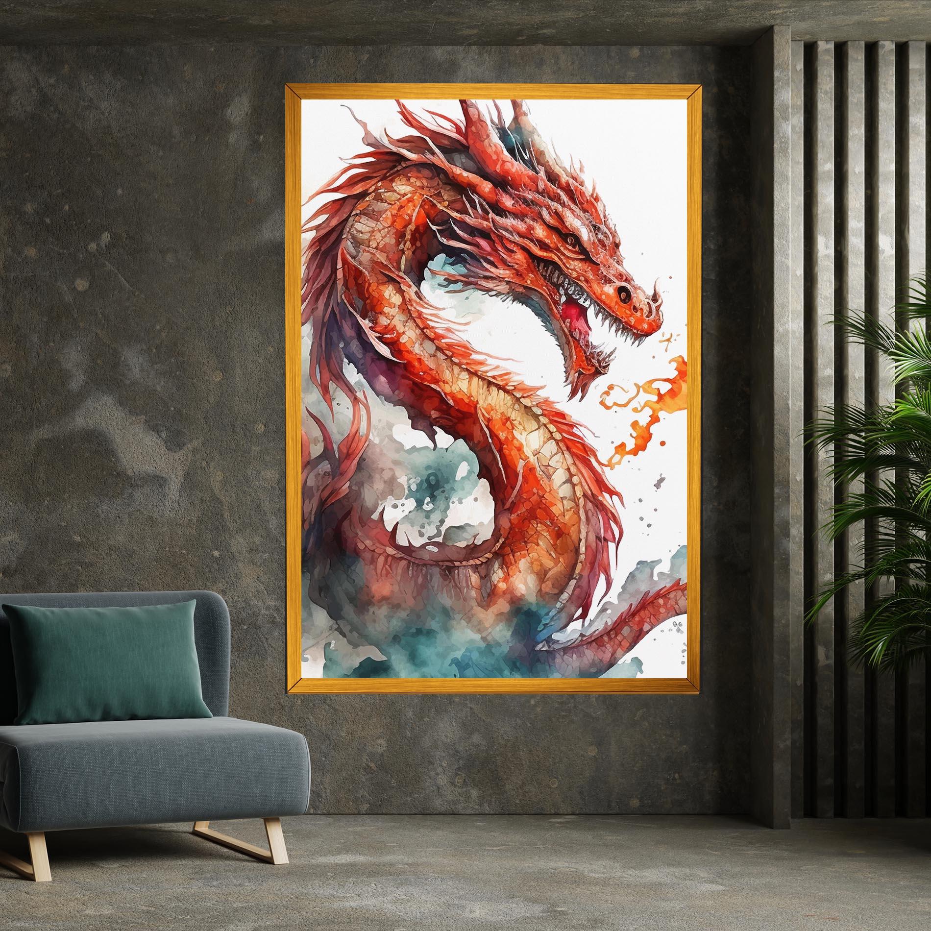 Картина на платно Fire Dragon mockup 7