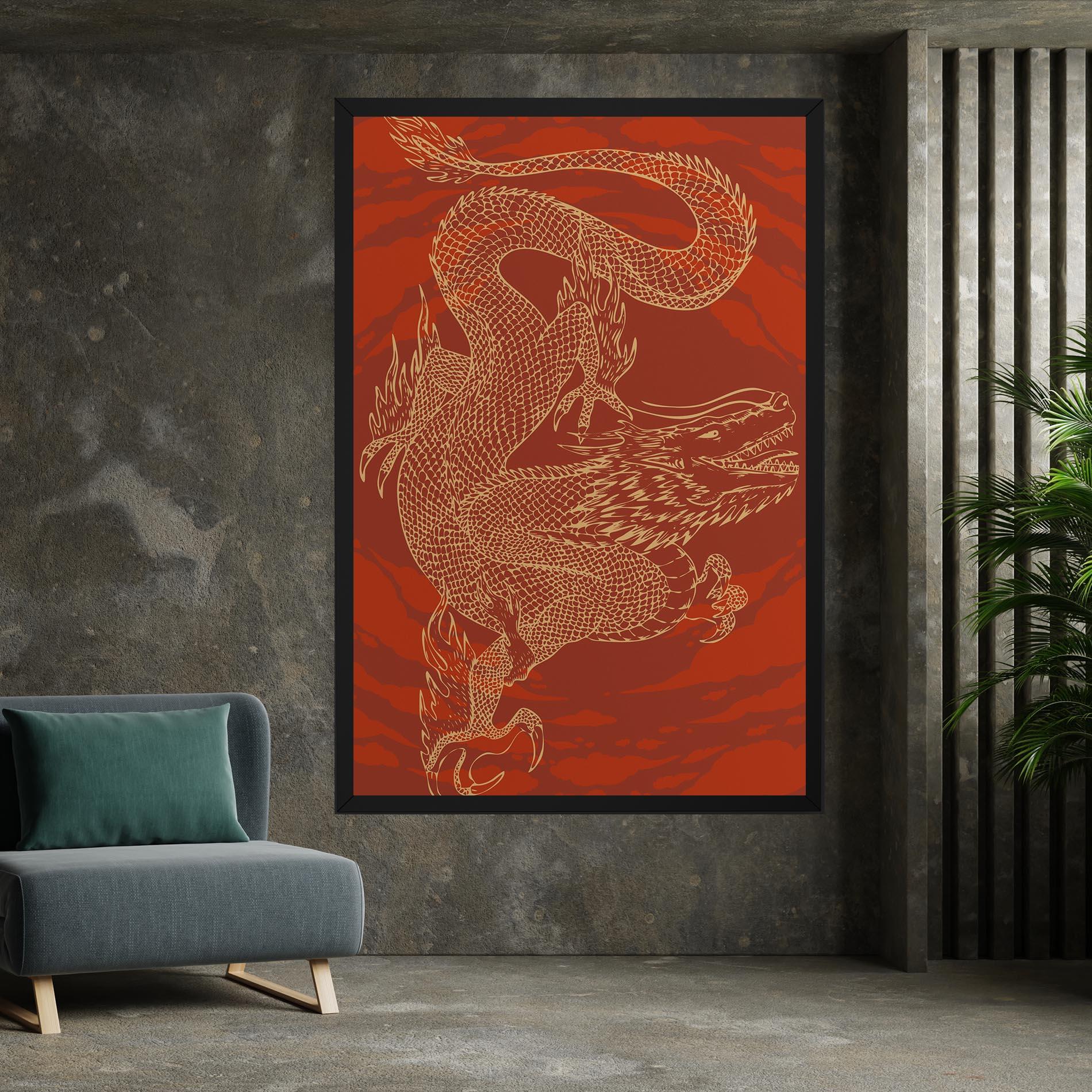 Картина на платно Chinese Dragon Red mockup 7