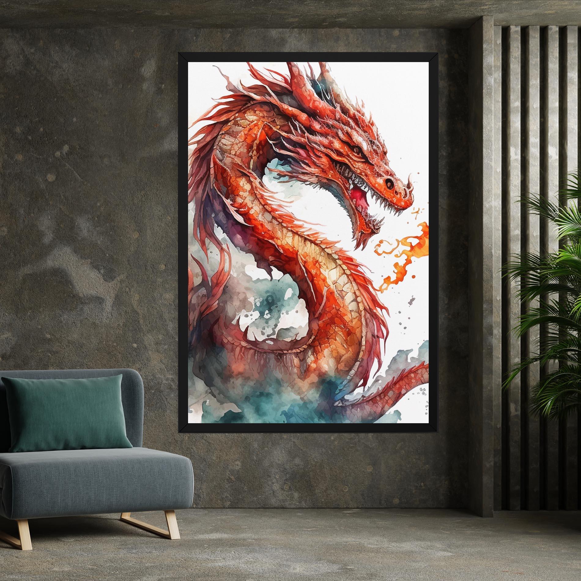 Картина на платно Fire Dragon mockup 7
