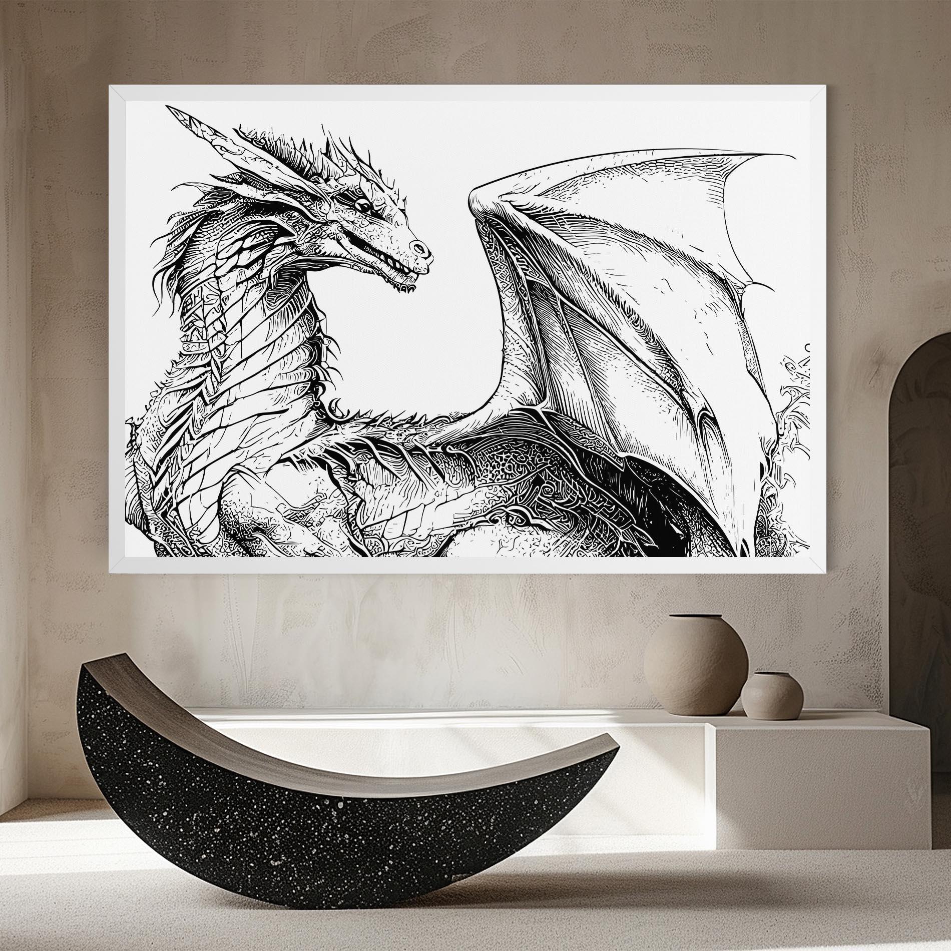 Картина на платно Dragon Sketch mockup 8