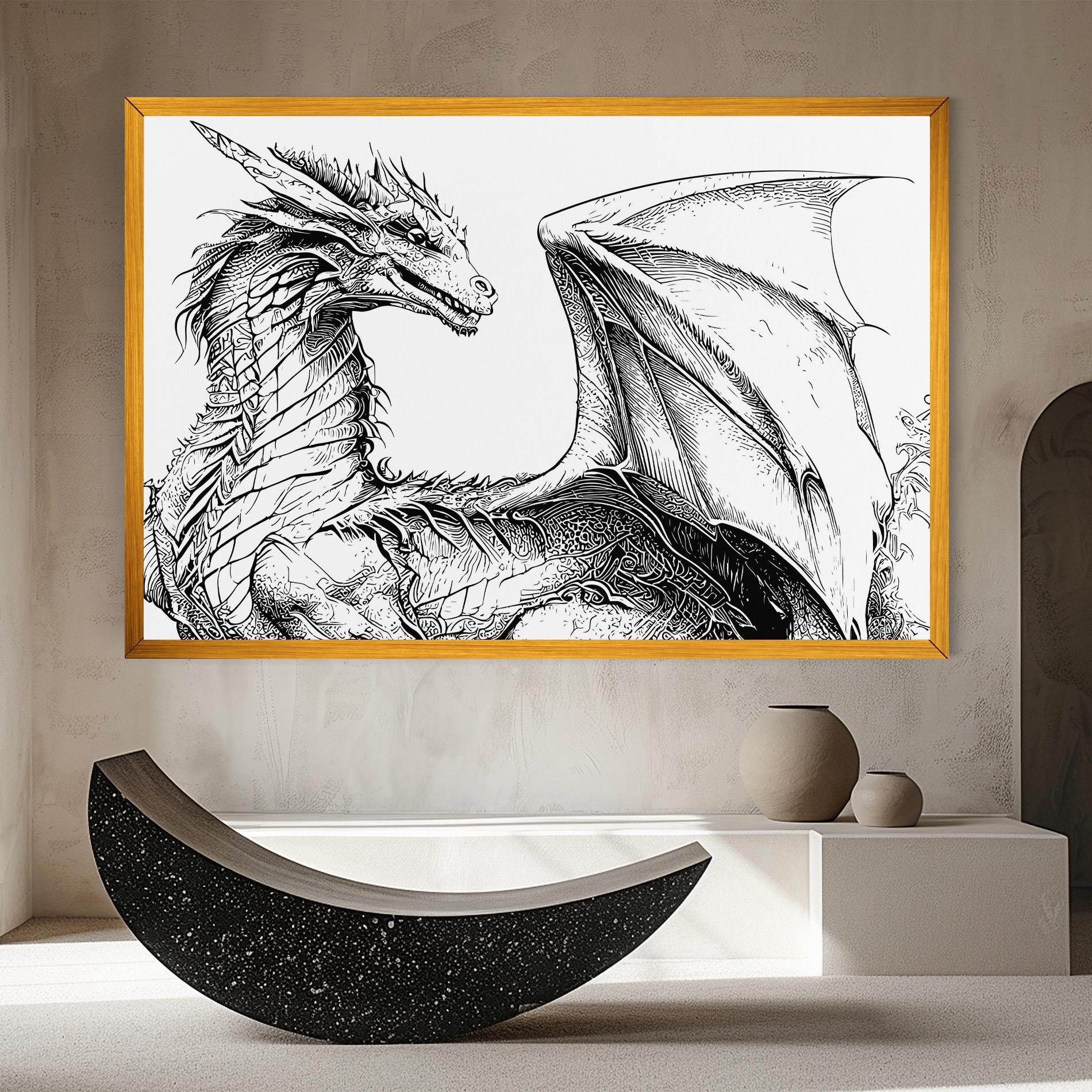 Картина на платно Dragon Sketch mockup 8