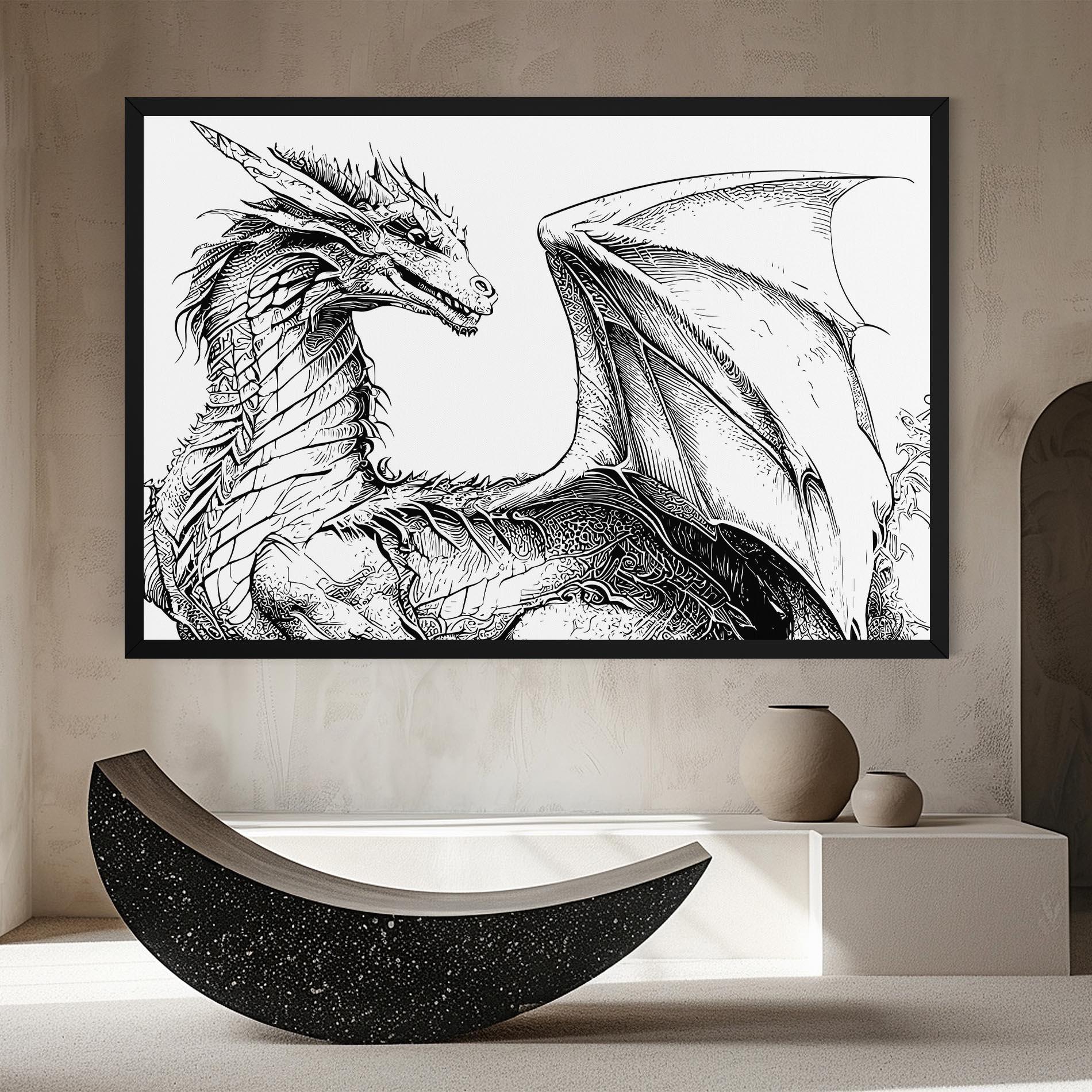 Картина на платно Dragon Sketch mockup 8