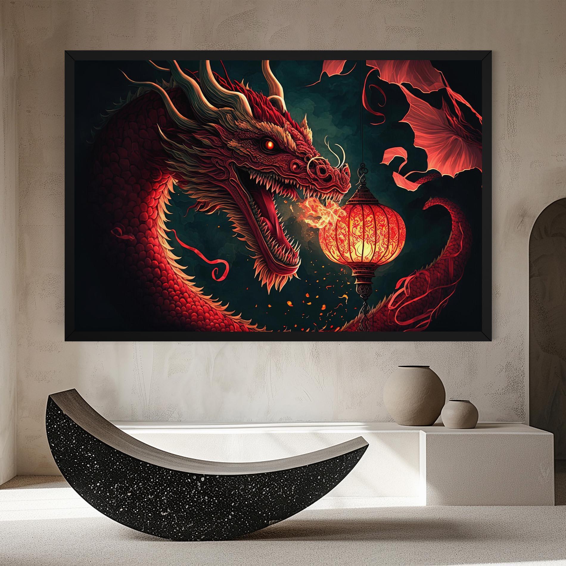 Картина на платно Red Fire Dragon mockup 8