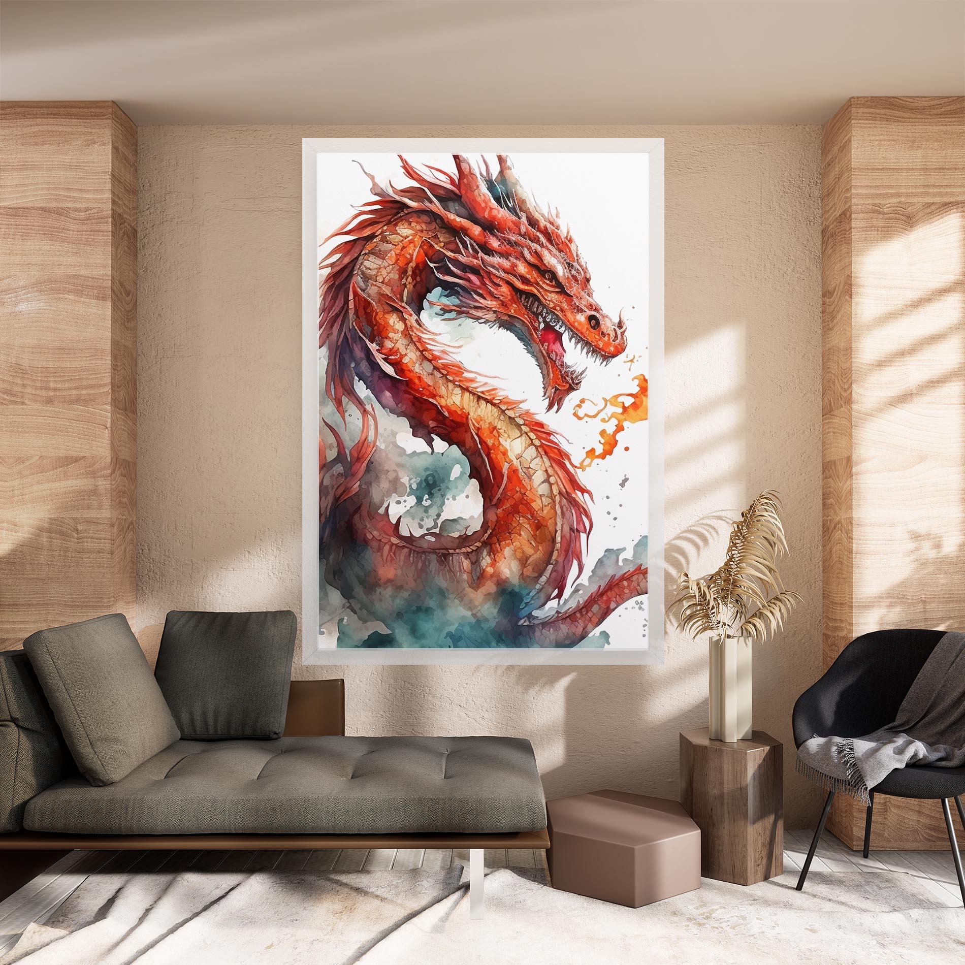 Картина на платно Fire Dragon mockup 8