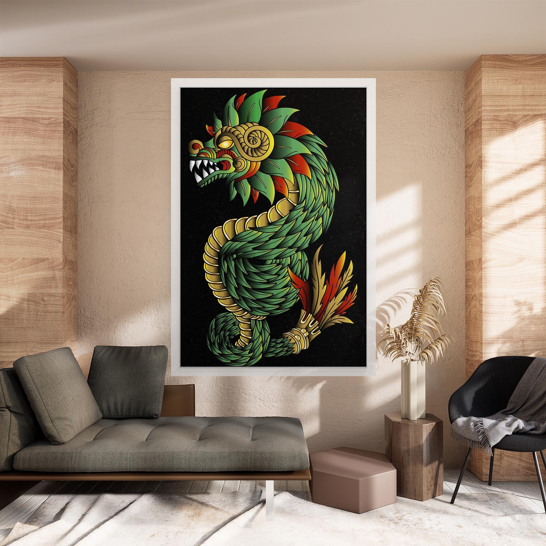 Картина на платно Green Yellow Dragon mockup 8