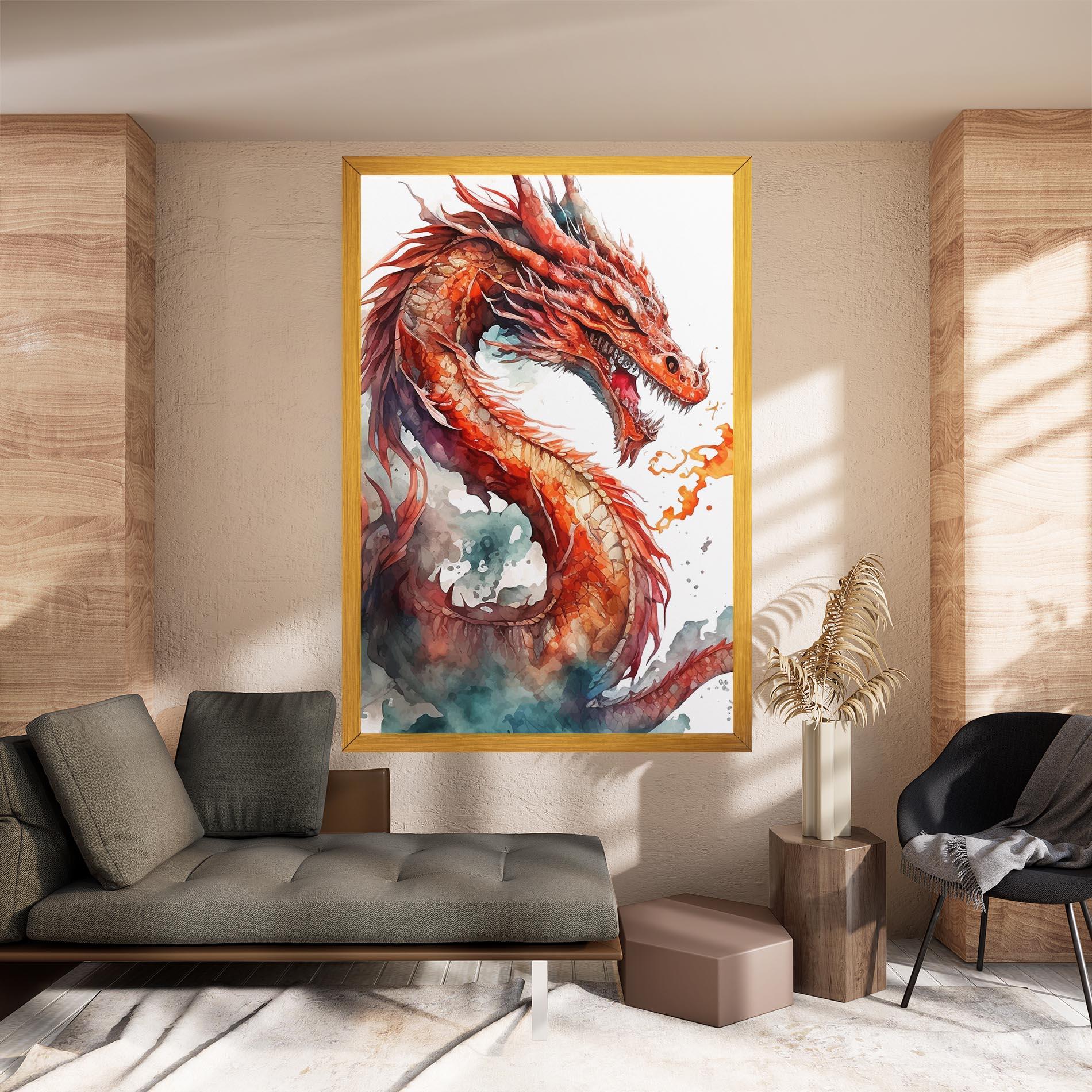 Картина на платно Fire Dragon mockup 8