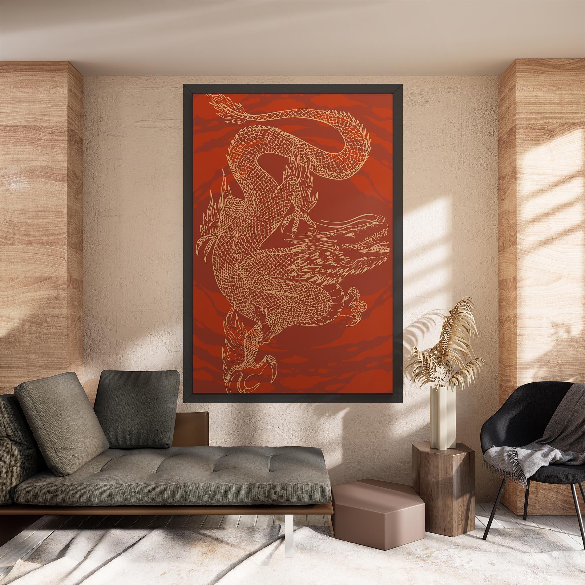 Картина на платно Chinese Dragon Red mockup 8