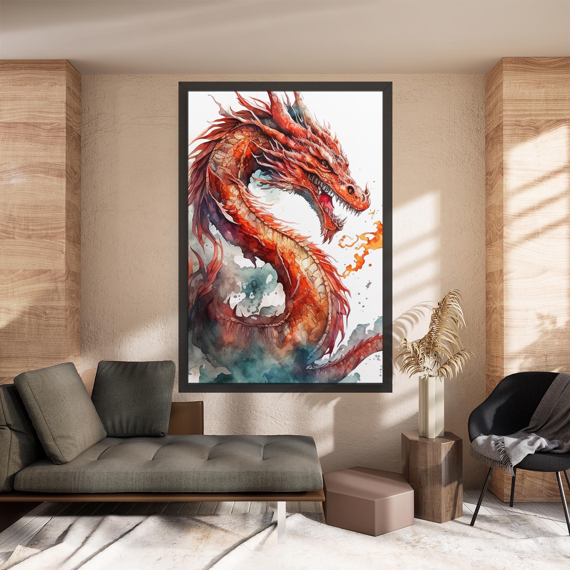 Картина на платно Fire Dragon mockup 8