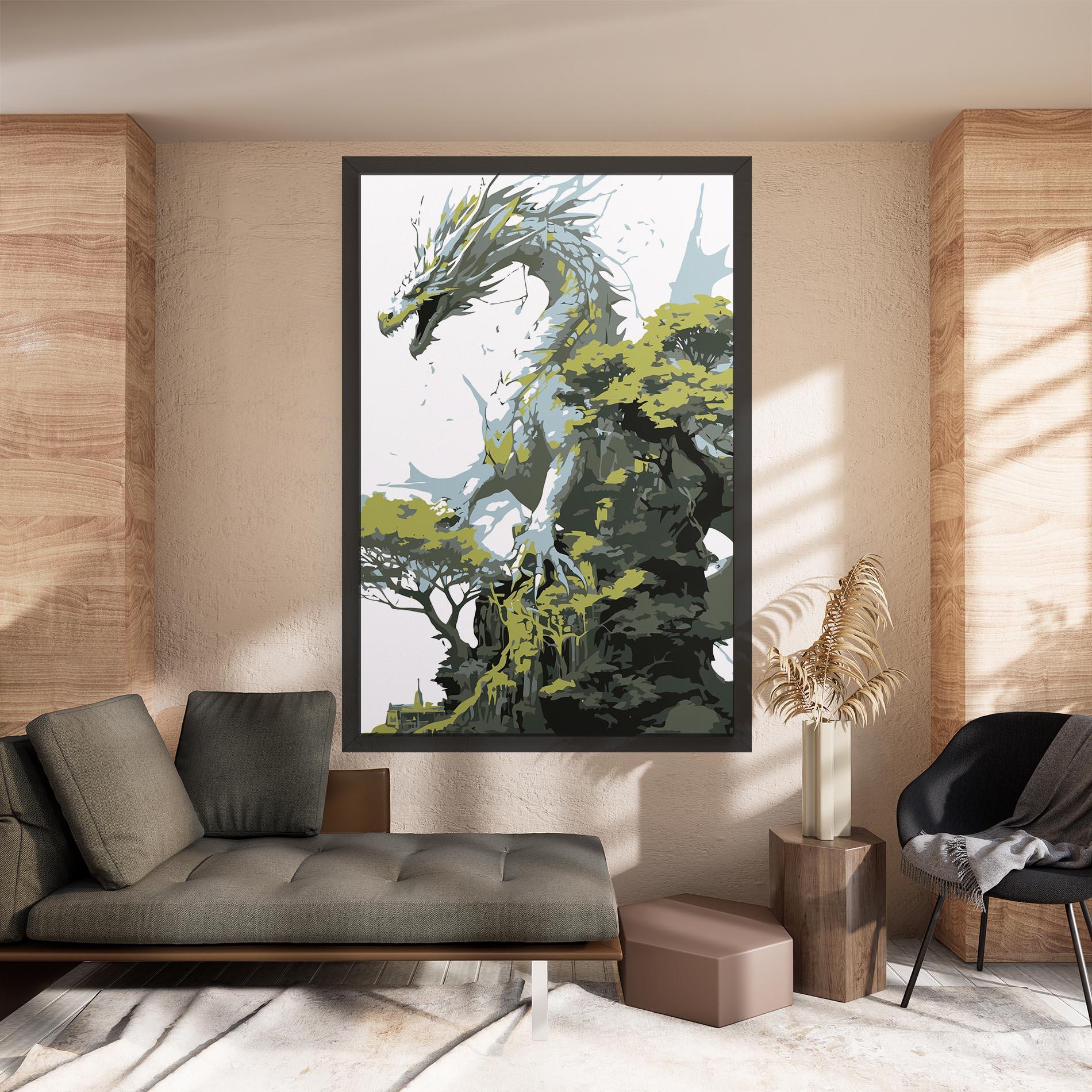 Картина на платно Grey Nature Dragon mockup 8